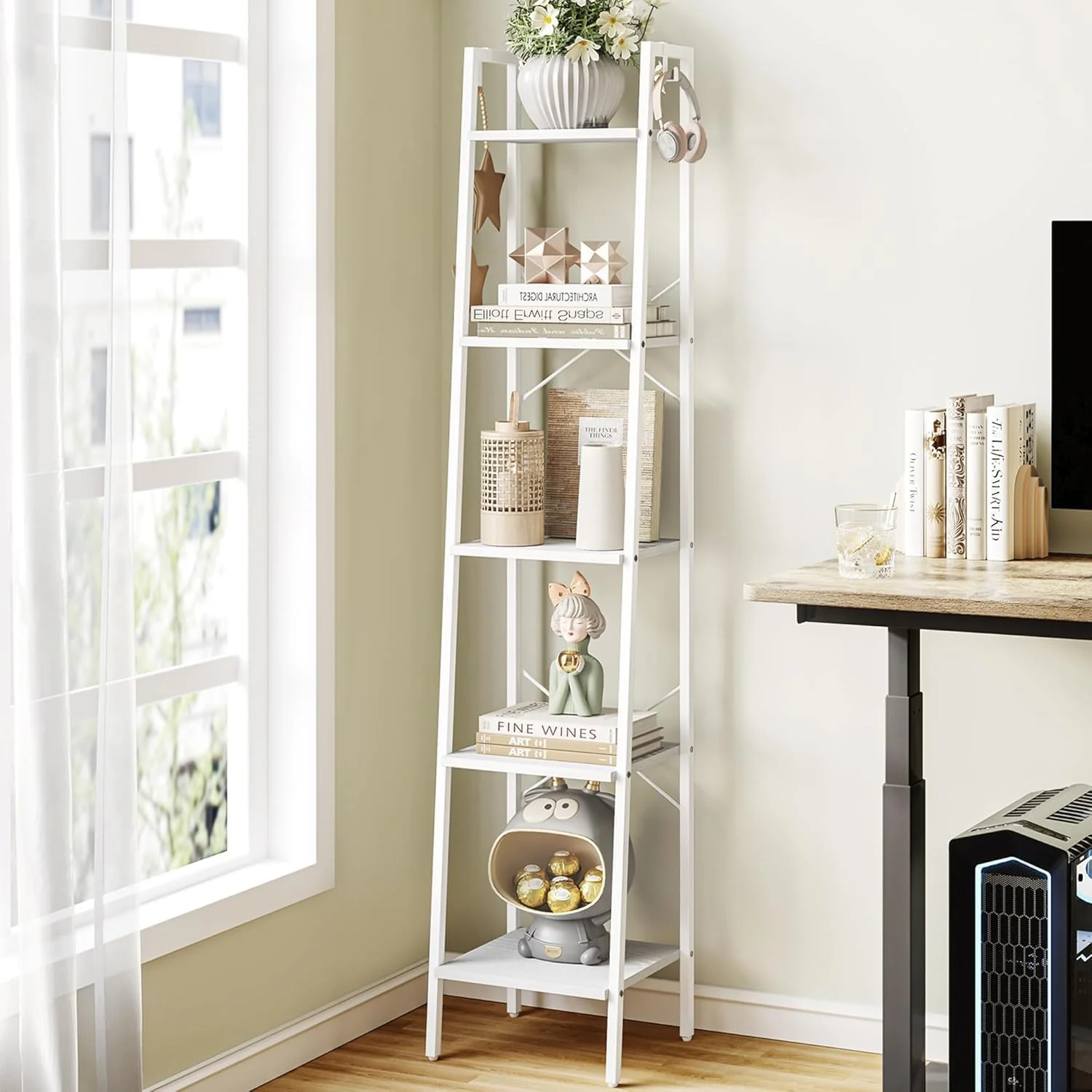 Hzuaneri 5 Bookcases Tier Freestanding Corner Bookshelf Storage Shelves NEW
