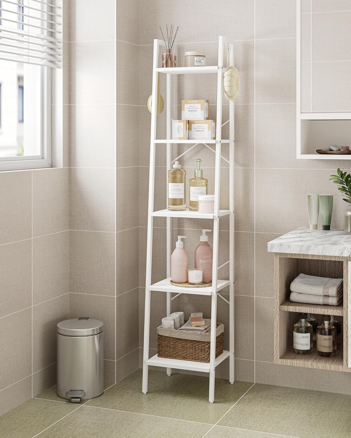 Hzuaneri 5 Bookcases Tier Freestanding Corner Bookshelf Storage Shelves NEW - Image 7