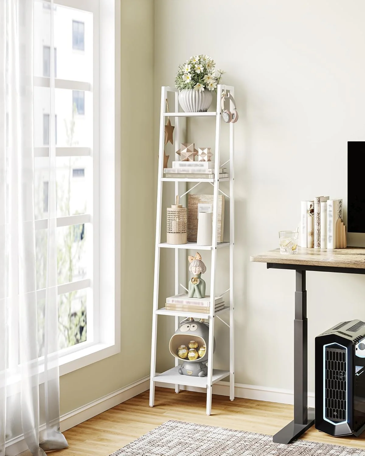 Hzuaneri 5 Bookcases Tier Freestanding Corner Bookshelf Storage Shelves NEW - Image 8