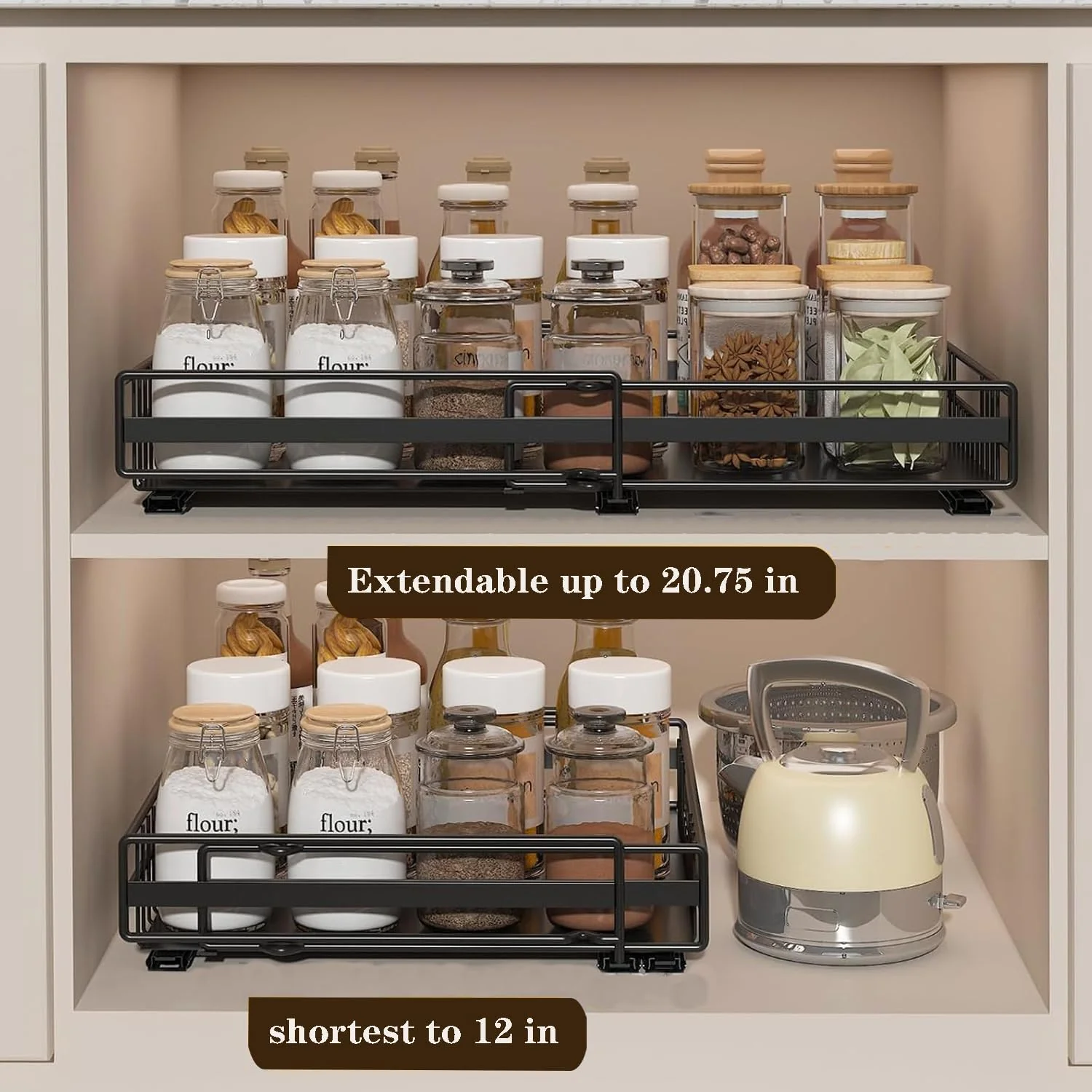 Expandable Pull Out Cabinet Organizer Drawer Black Storage Accessory NEW - Image 3