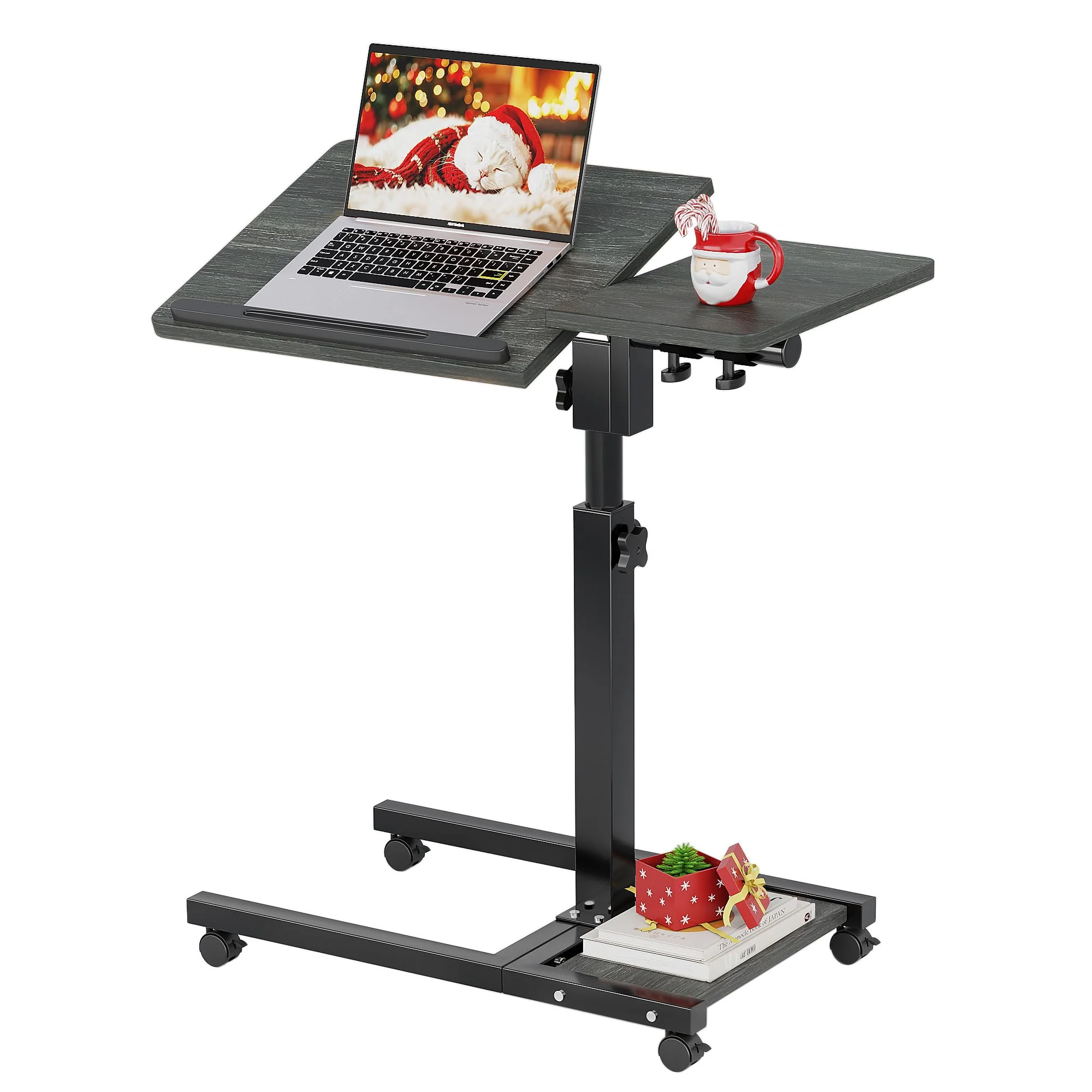 Portable Laptop Desk Overbed Bedside Table Mobile Roll Dekuwood Black Size DEMO