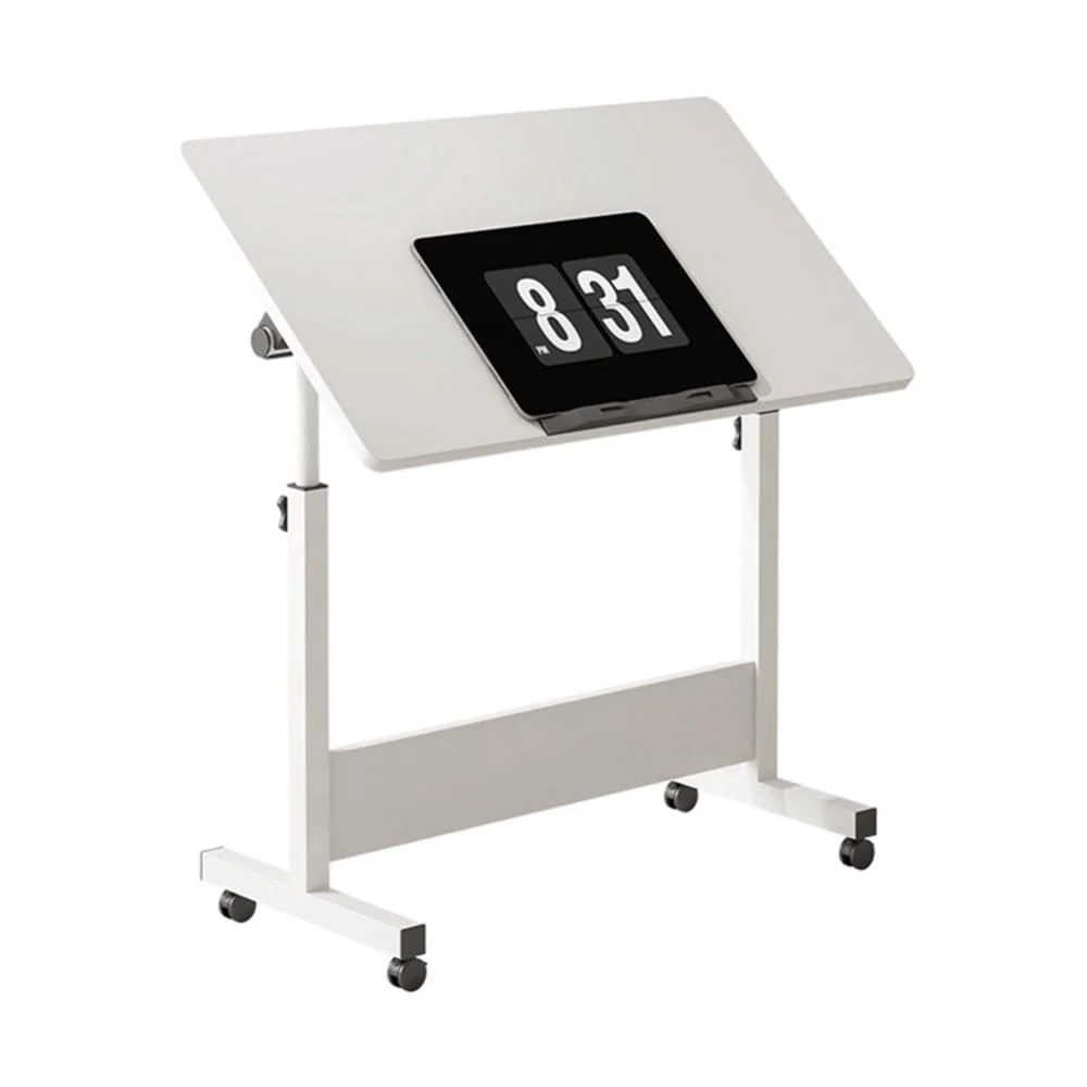 Adjustable White Desks Home Office Study Desk, Compact 40x80x65cm DEMO
