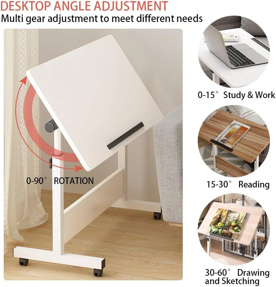 Adjustable White Desks Home Office Study Desk, Compact 40x80x65cm DEMO - Image 6