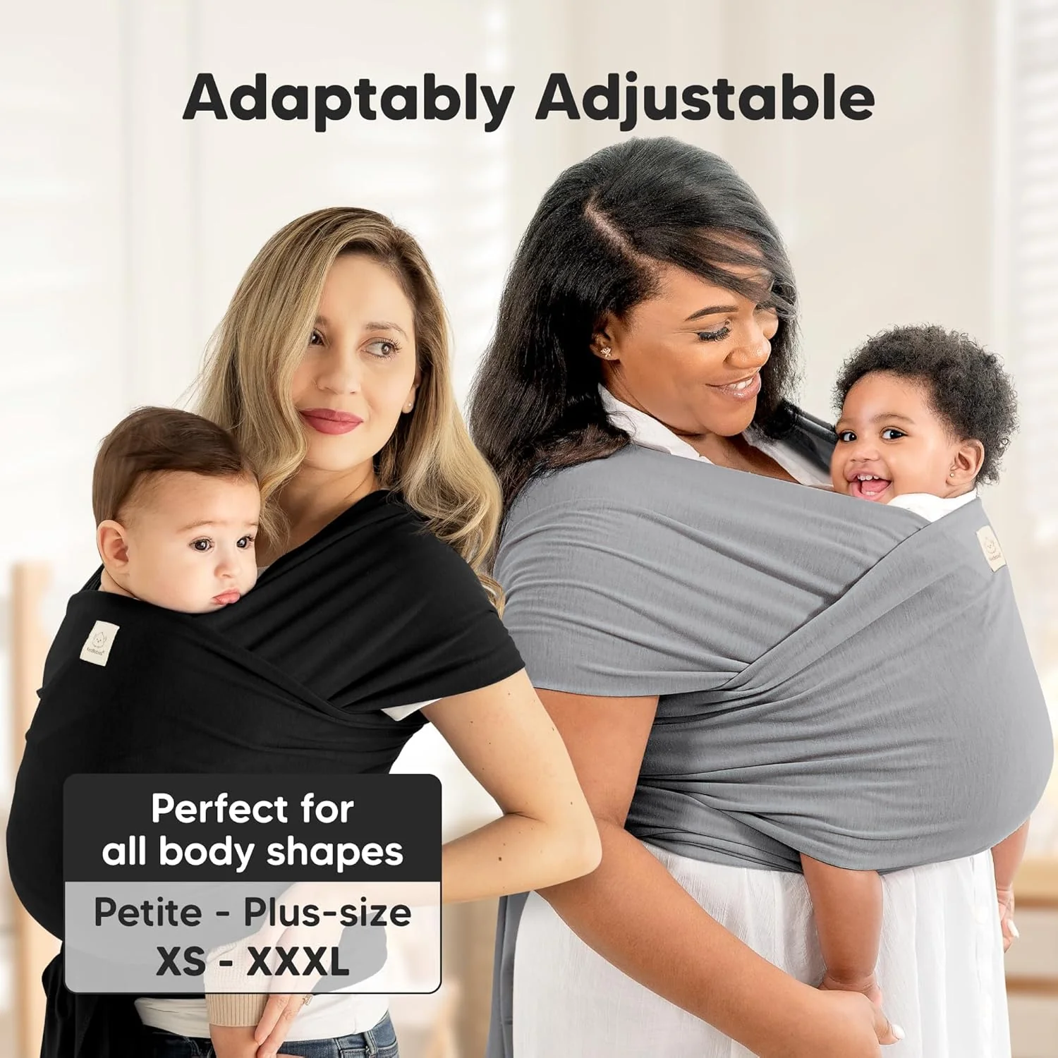 KeaBabies Trendy Black Baby Wrap Carrier - All-in-1 Newborn to Toddler DEMO - Image 4