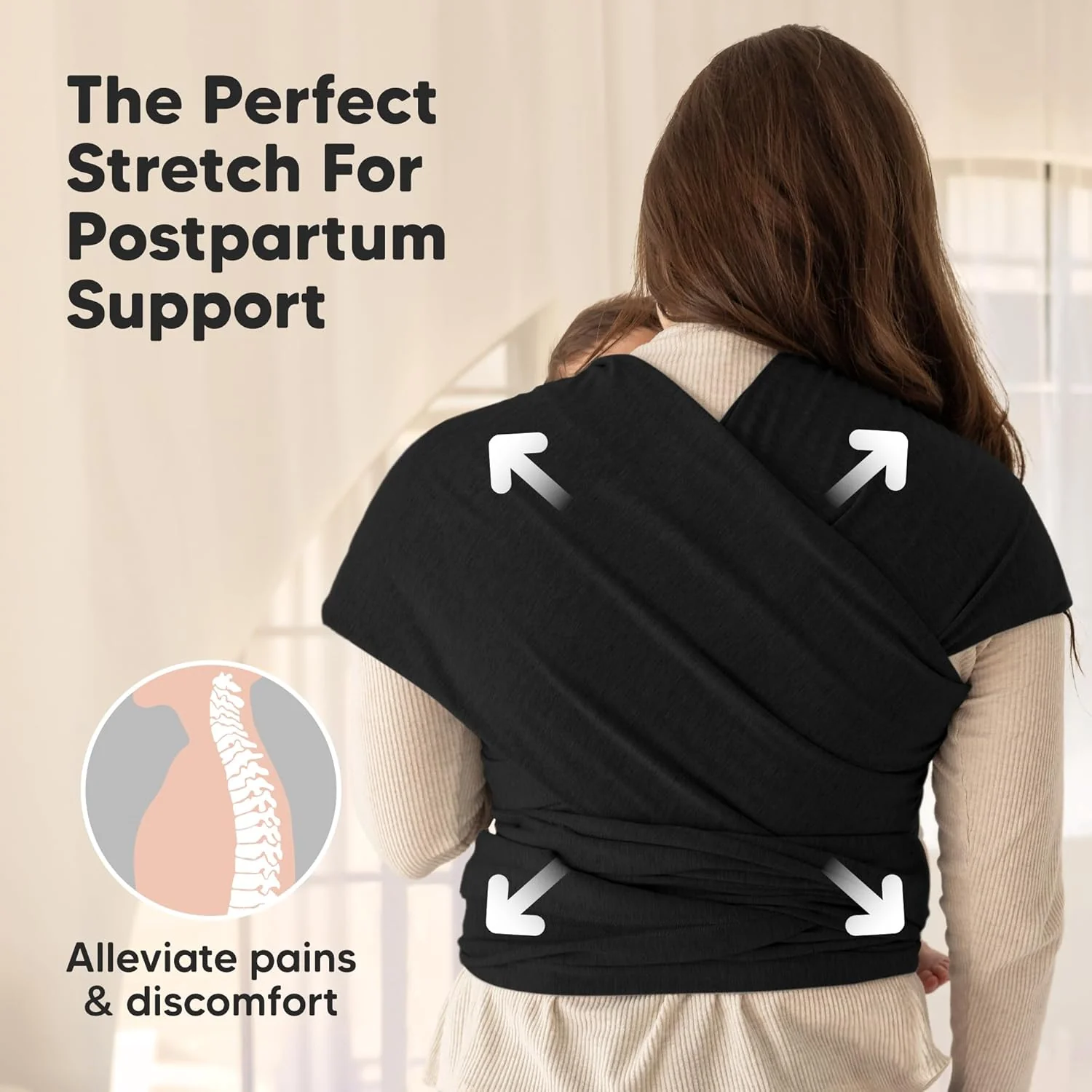KeaBabies Trendy Black Baby Wrap Carrier - All-in-1 Newborn to Toddler DEMO - Image 5