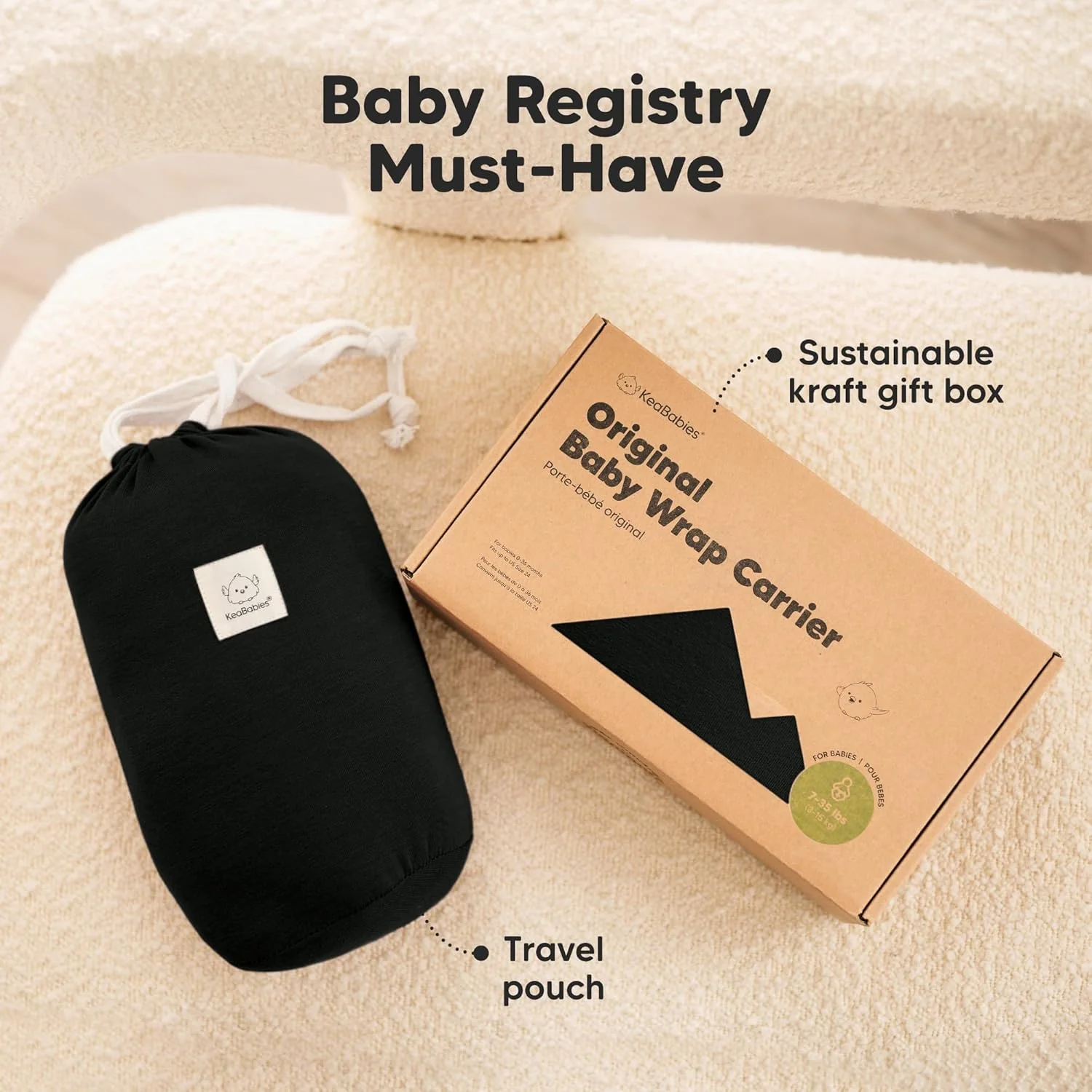 KeaBabies Trendy Black Baby Wrap Carrier - All-in-1 Newborn to Toddler DEMO - Image 9