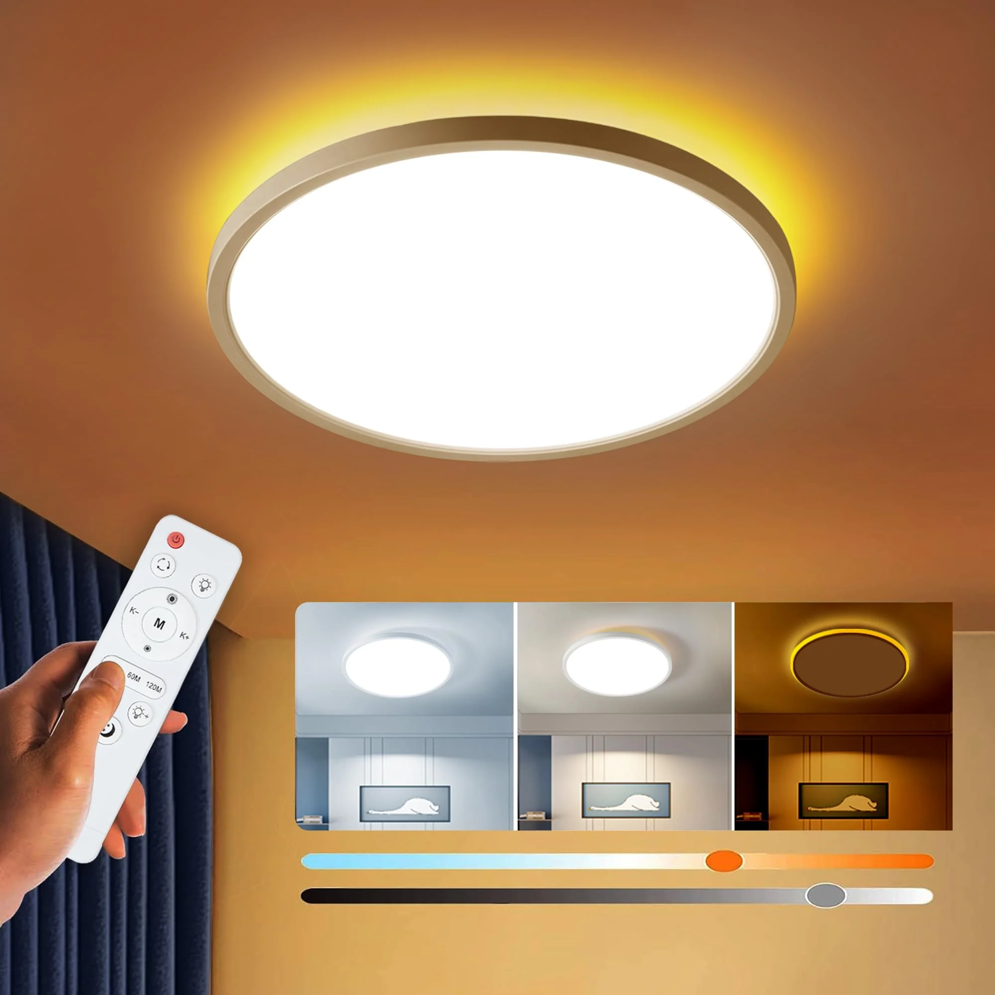 12-Inch LED Lights Flush Mount Ceiling Light Fixture 24W 2400LM White DEMO