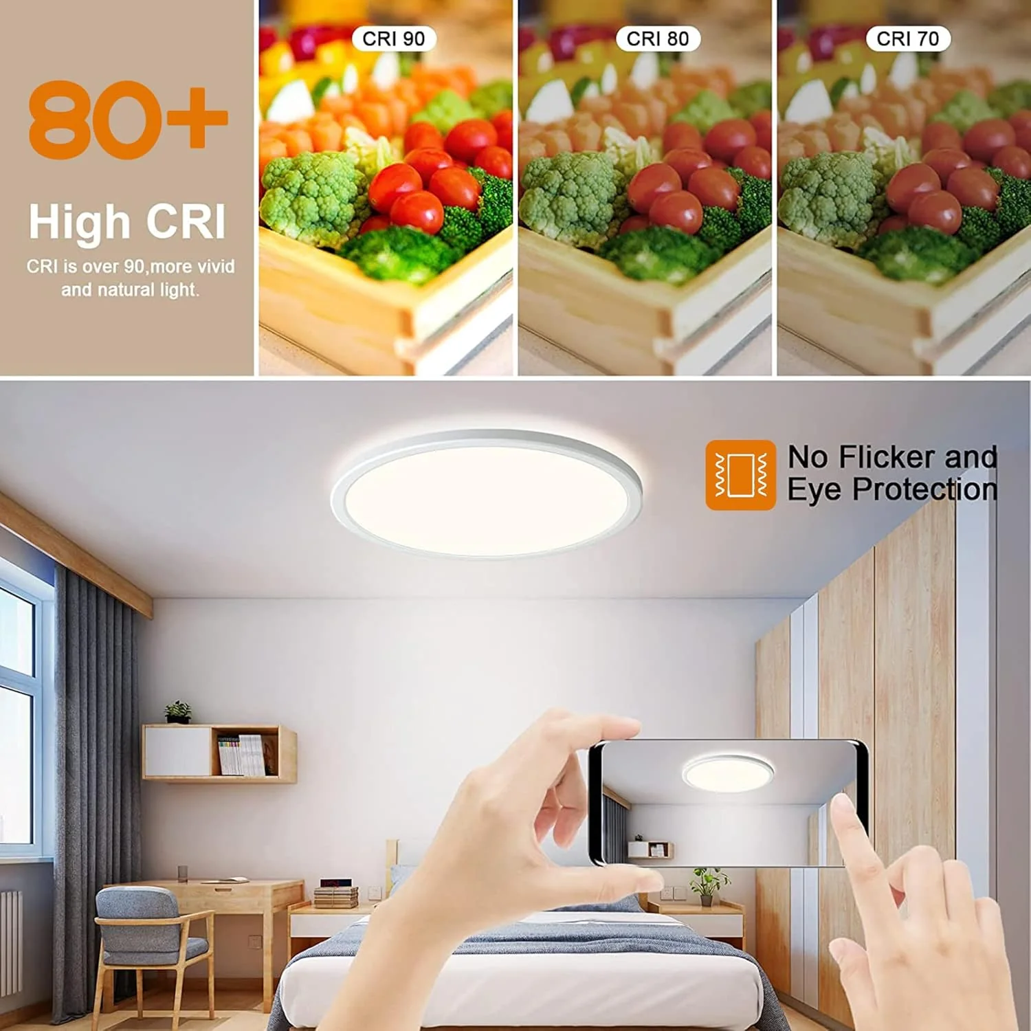 12-Inch LED Lights Flush Mount Ceiling Light Fixture 24W 2400LM White DEMO - Image 6
