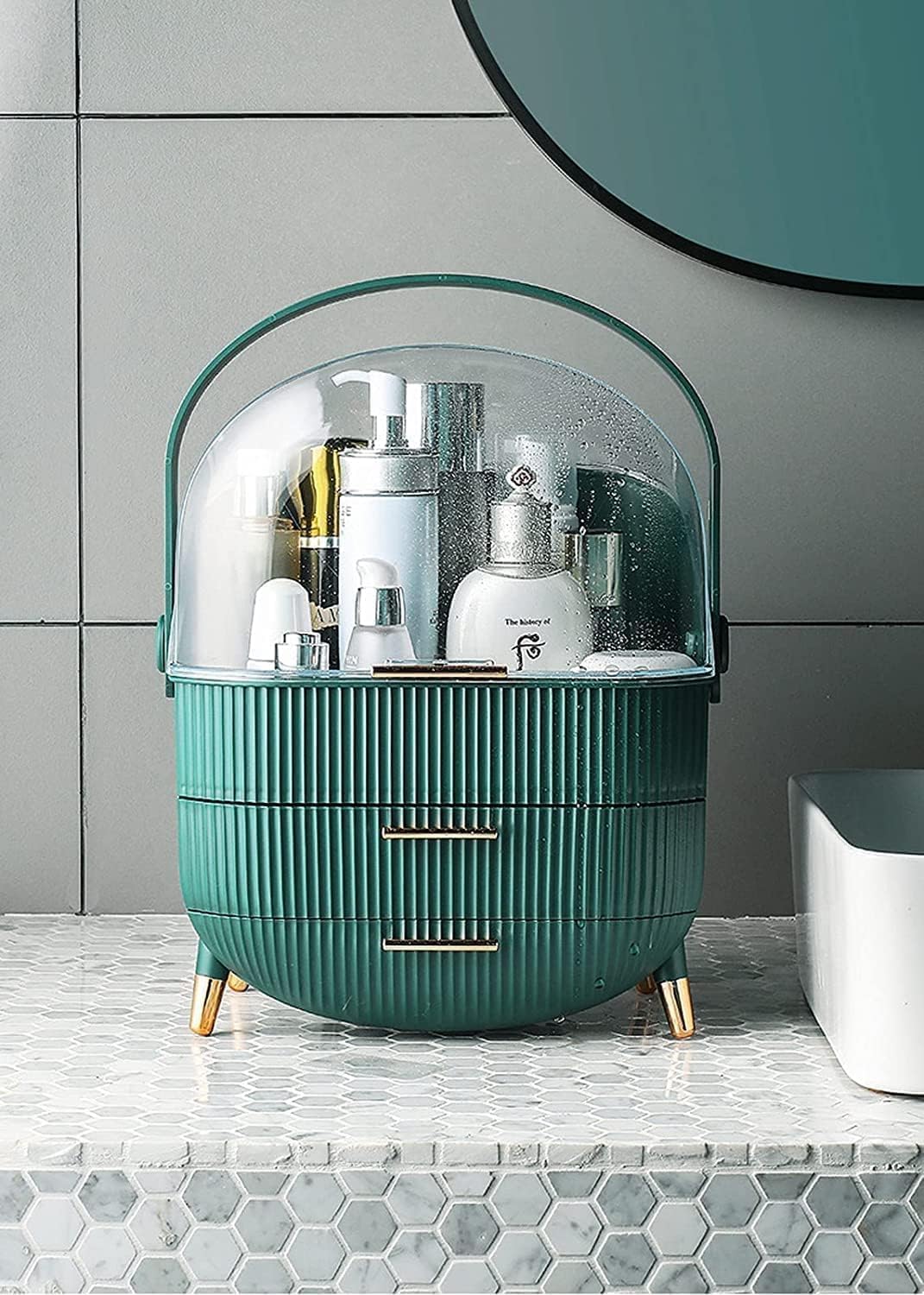 Makeup Display Case Organizer Large 28.6x18.5x37cm Green Storage Cabinet NEW - Image 4