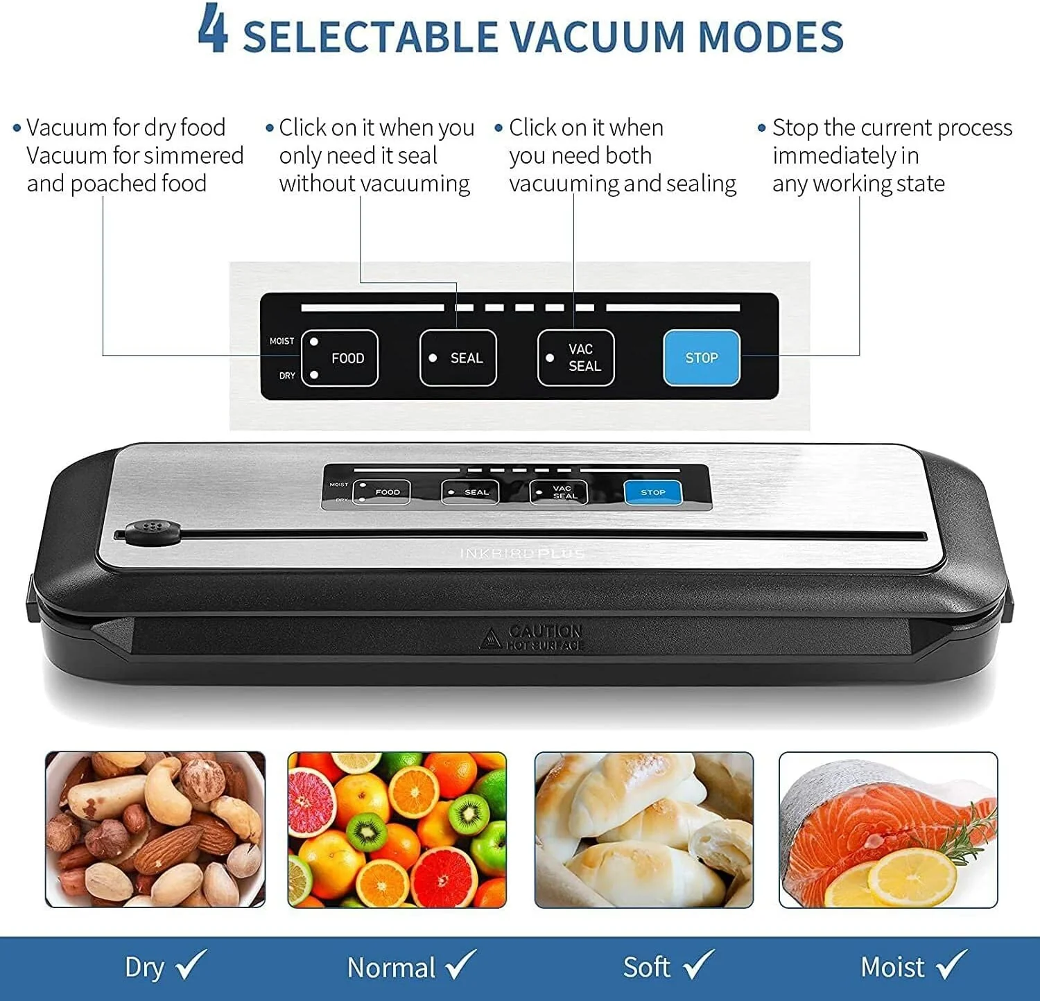 Inkbird Vacuum Sealer Automatic Food Preservation Sealing Machine Silver NEW - Image 5
