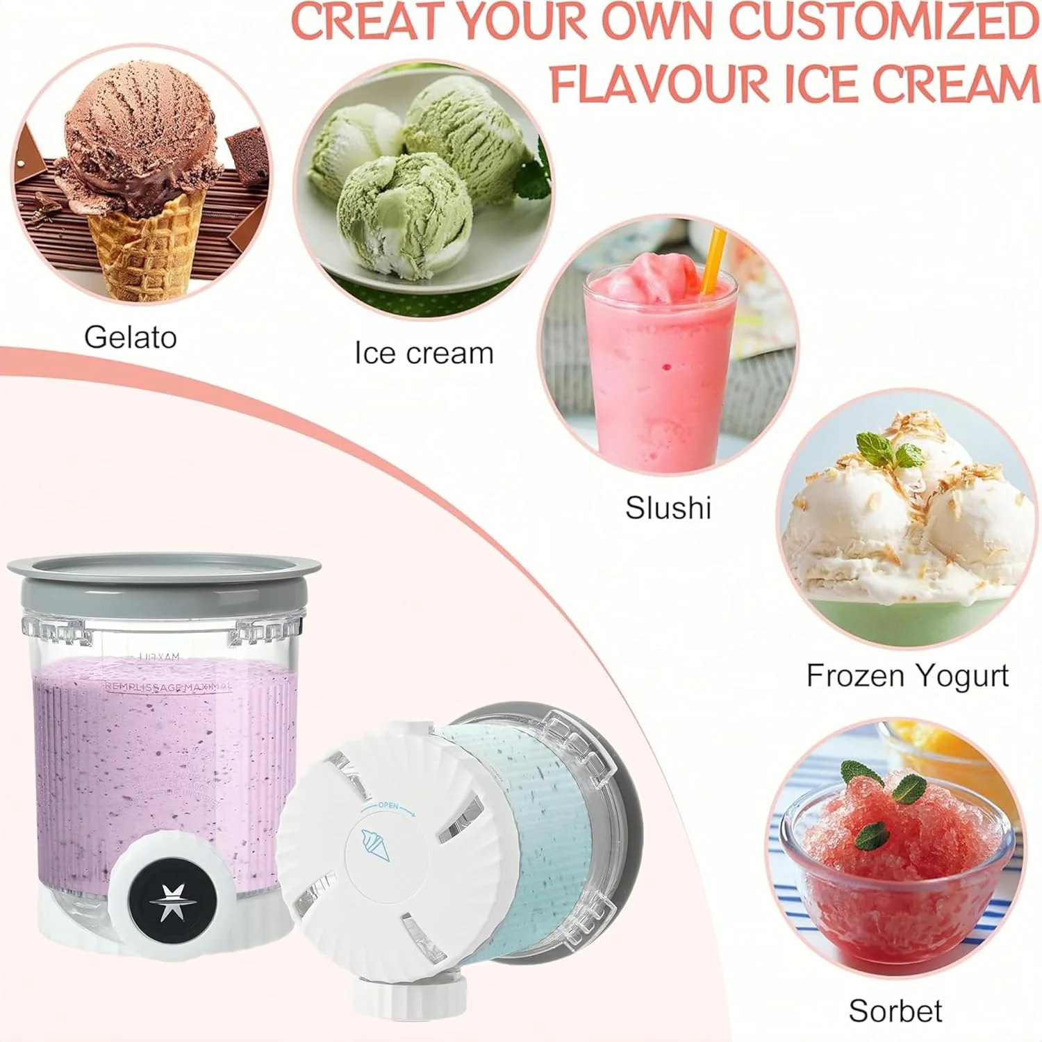 2pk Transparent Ice Cream Pint Containers with Lids 454g Ninja NC700 Series NEW - Image 4