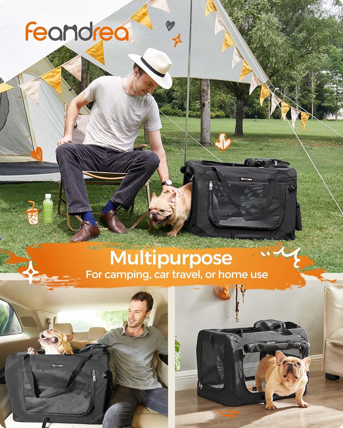 Feandrea Collapsible Pet Carrier Soft Dog Crate Oxford Fabric PVC Coating XL NEW - Image 2