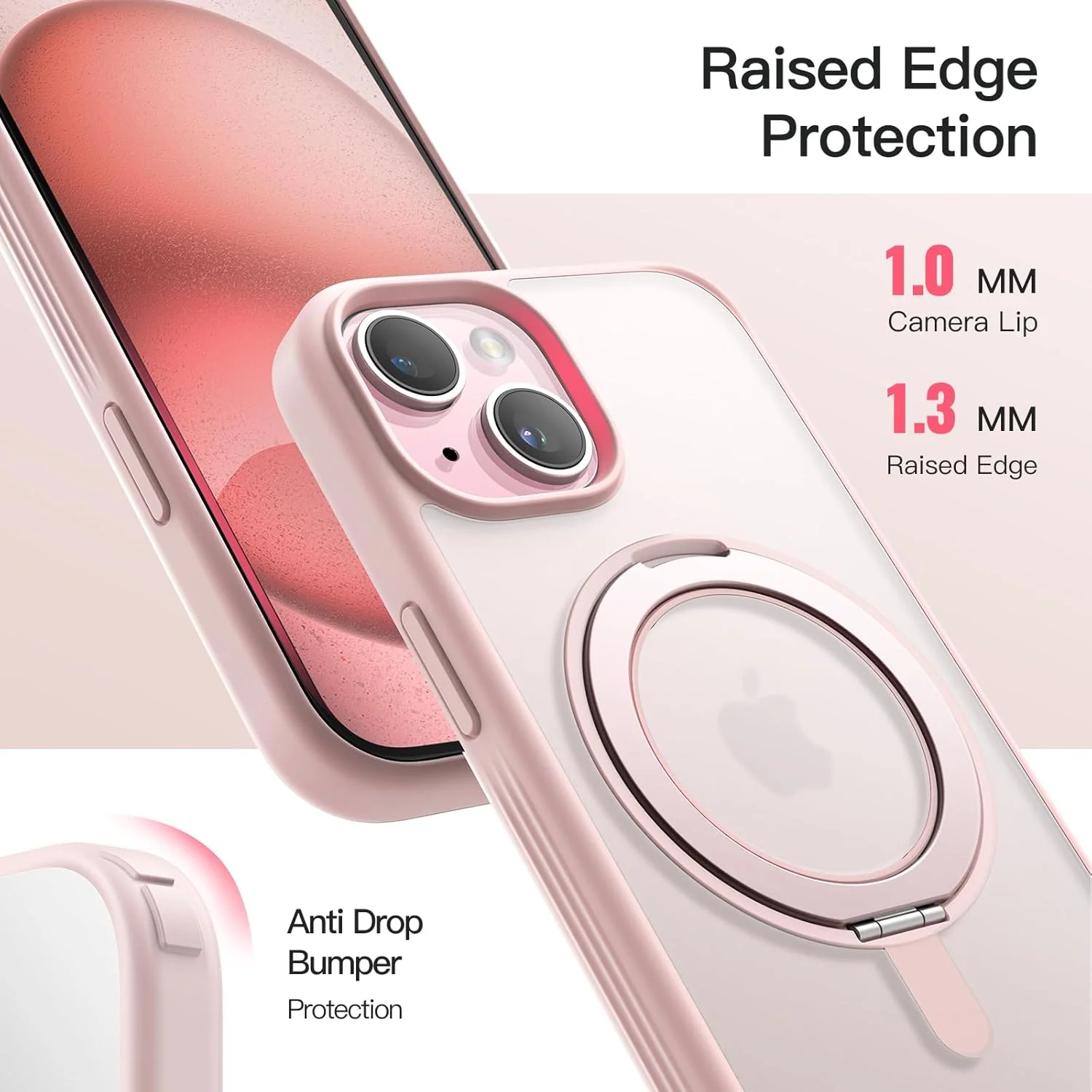 JETech 360° Basic Cases Rotatable Ring Protective Case for iPhone 15 6.1" - NEW - Image 6