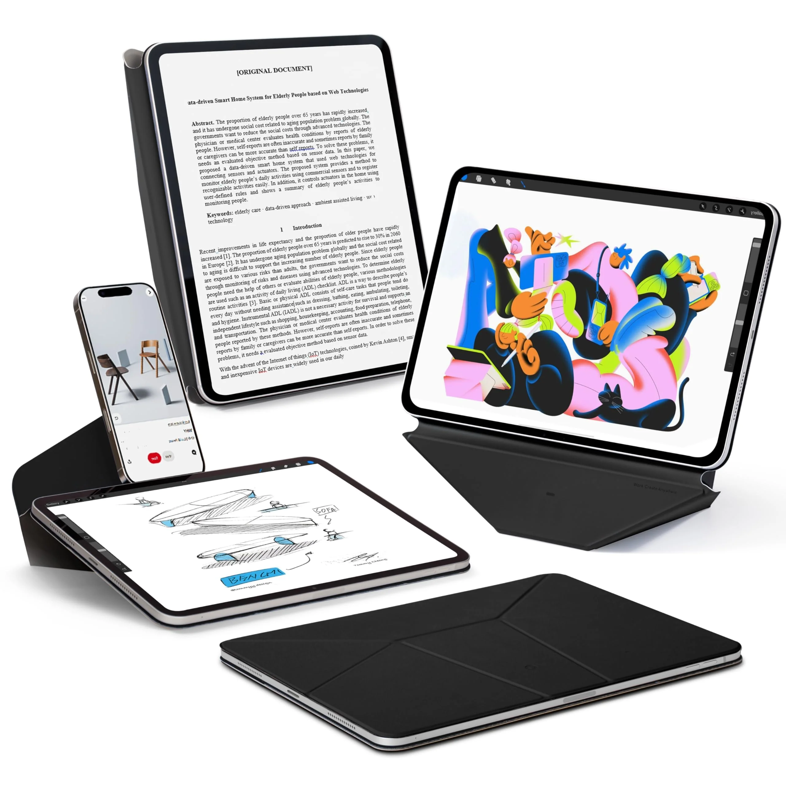 MOFT Slim Magnetic Folio Case for 13-inch iPad Pro Tablet, Jet Black DEMO