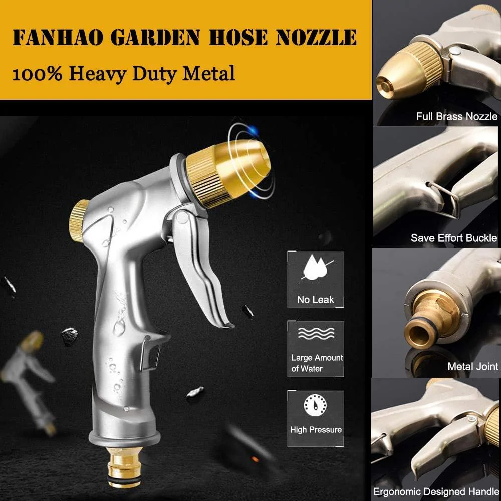 FANHAO Heavy Duty Metal Garden Hose Nozzle with 4 Adjustable Spray Patterns - Image 3