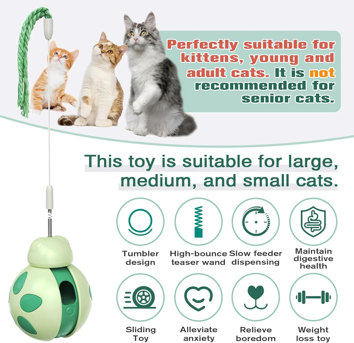 Small Green Interactive Thermoplastic Rubber Cat Puzzle Toys Size Small NEW - Image 2