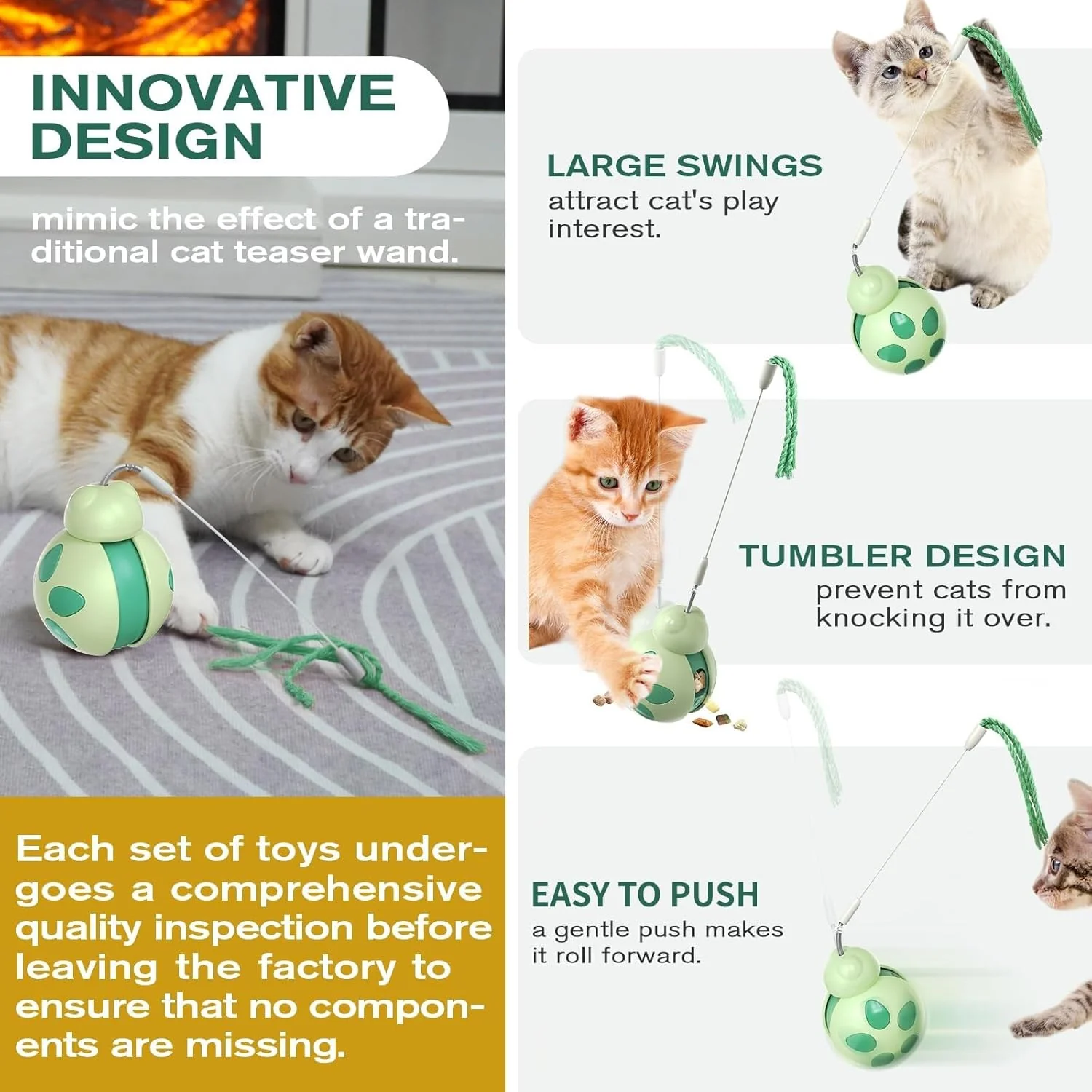 Small Green Interactive Thermoplastic Rubber Cat Puzzle Toys Size Small NEW - Image 4