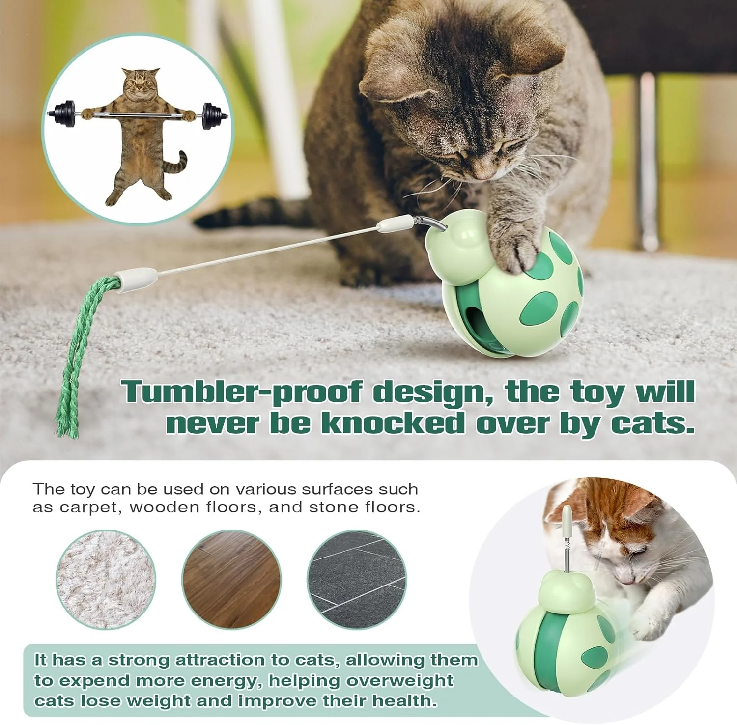 Small Green Interactive Thermoplastic Rubber Cat Puzzle Toys Size Small NEW - Image 6
