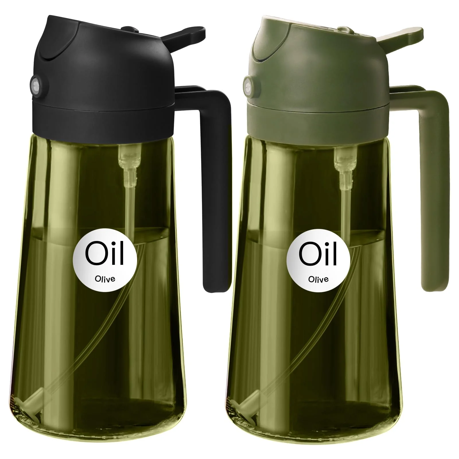 YARRAMATE 16oz/470ml Light-Blocking Dark Oil Sprayer Bottles 2-in-1 Olive NEW