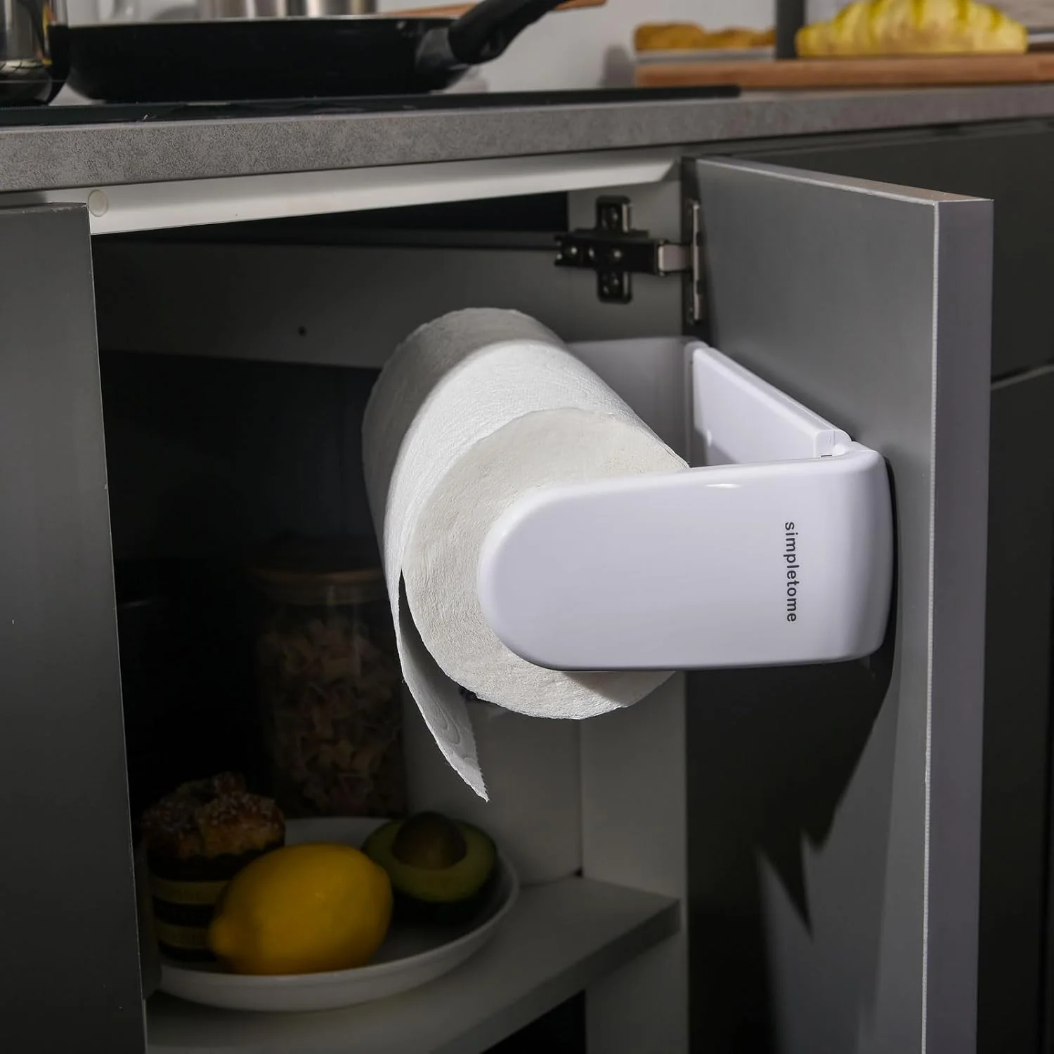 simpletome Paper Towel Holder Adjustable Tension Arm One-Hand Tear White NEW - Image 9