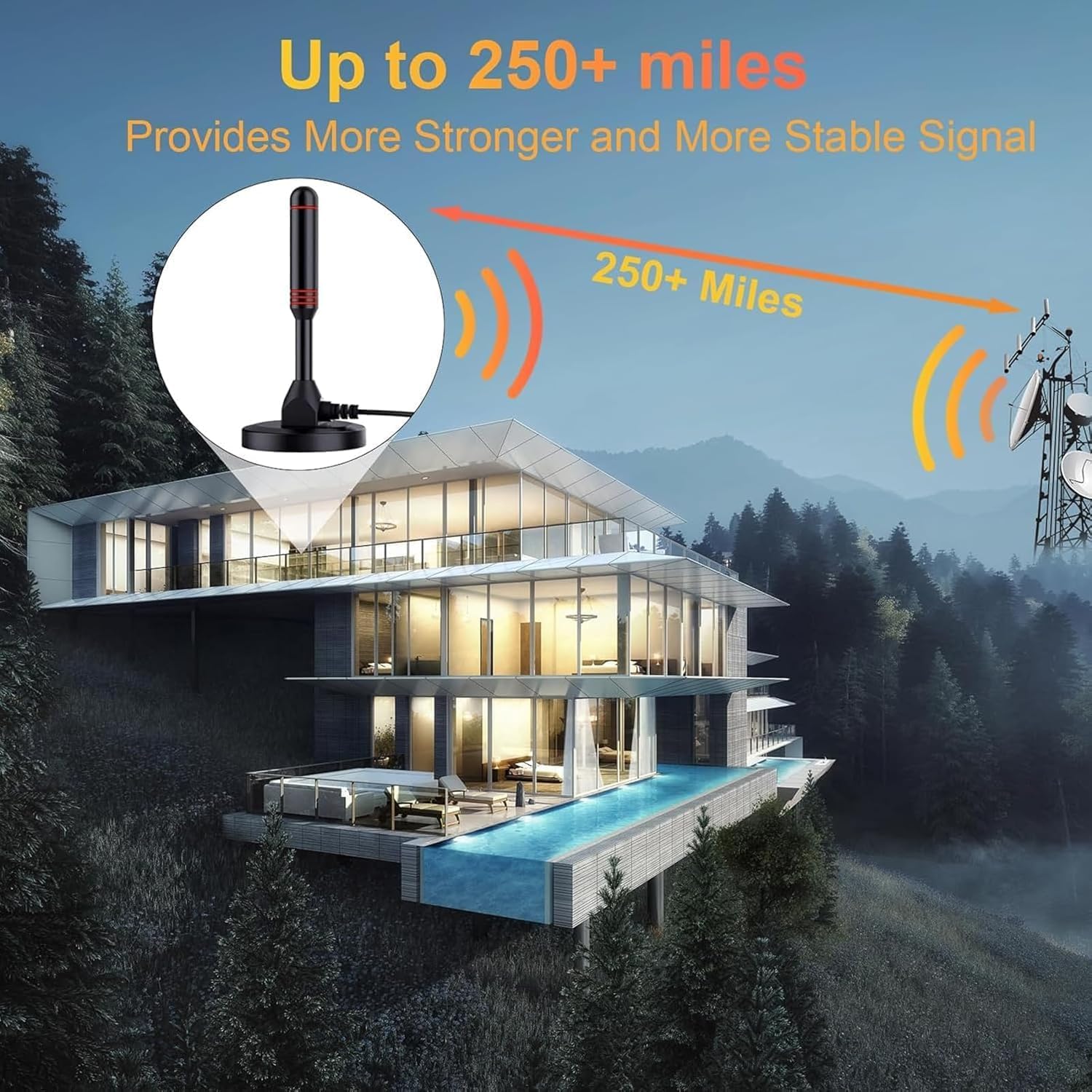 360° High TV Antennas Gain Digital Indoor Outdoor TV Antenna in Black NEW - Image 7