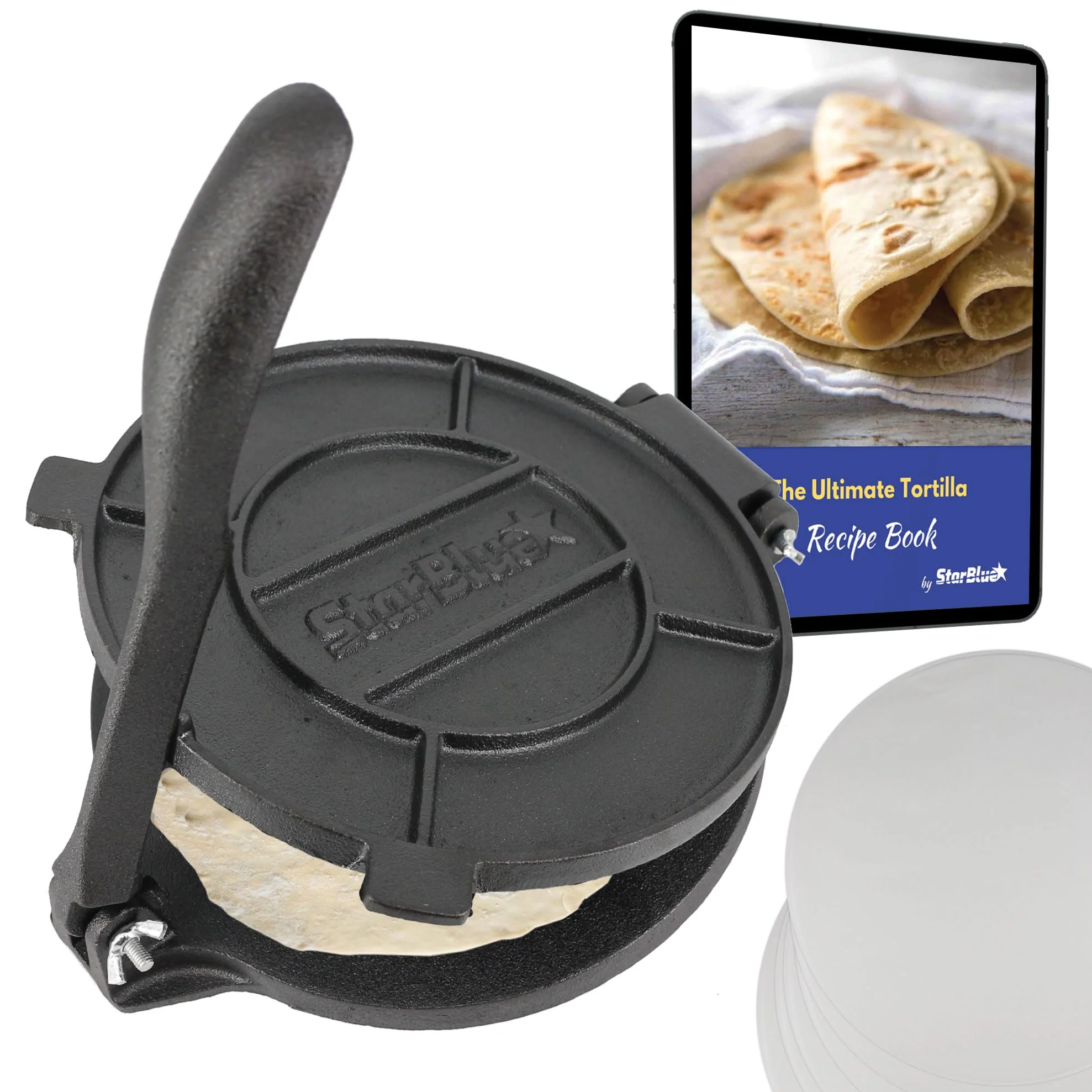StarBlue 20cm 8 Inch Speciality Appliances Cast Iron Tortilla Press NEW