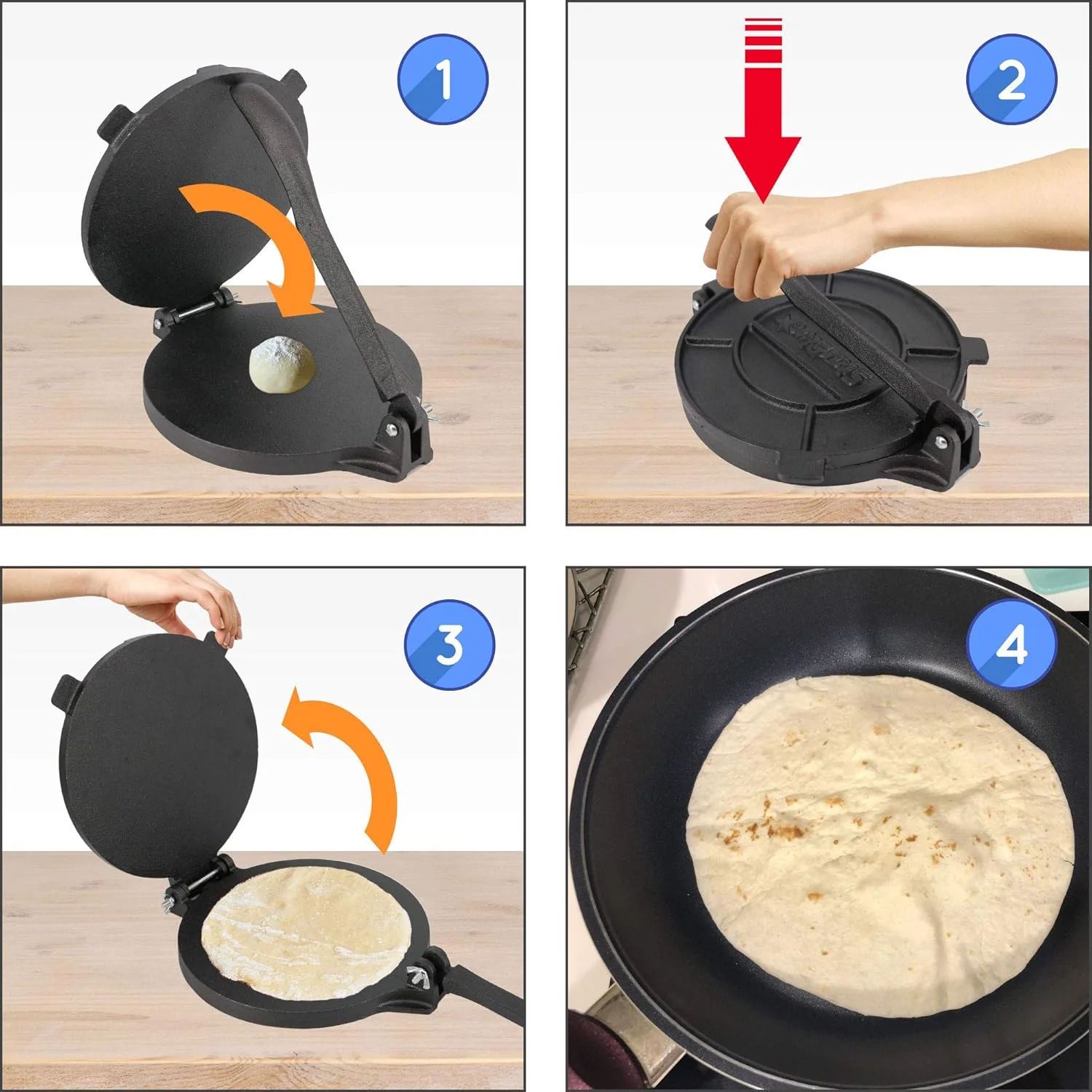 StarBlue 20cm 8 Inch Speciality Appliances Cast Iron Tortilla Press NEW - Image 6
