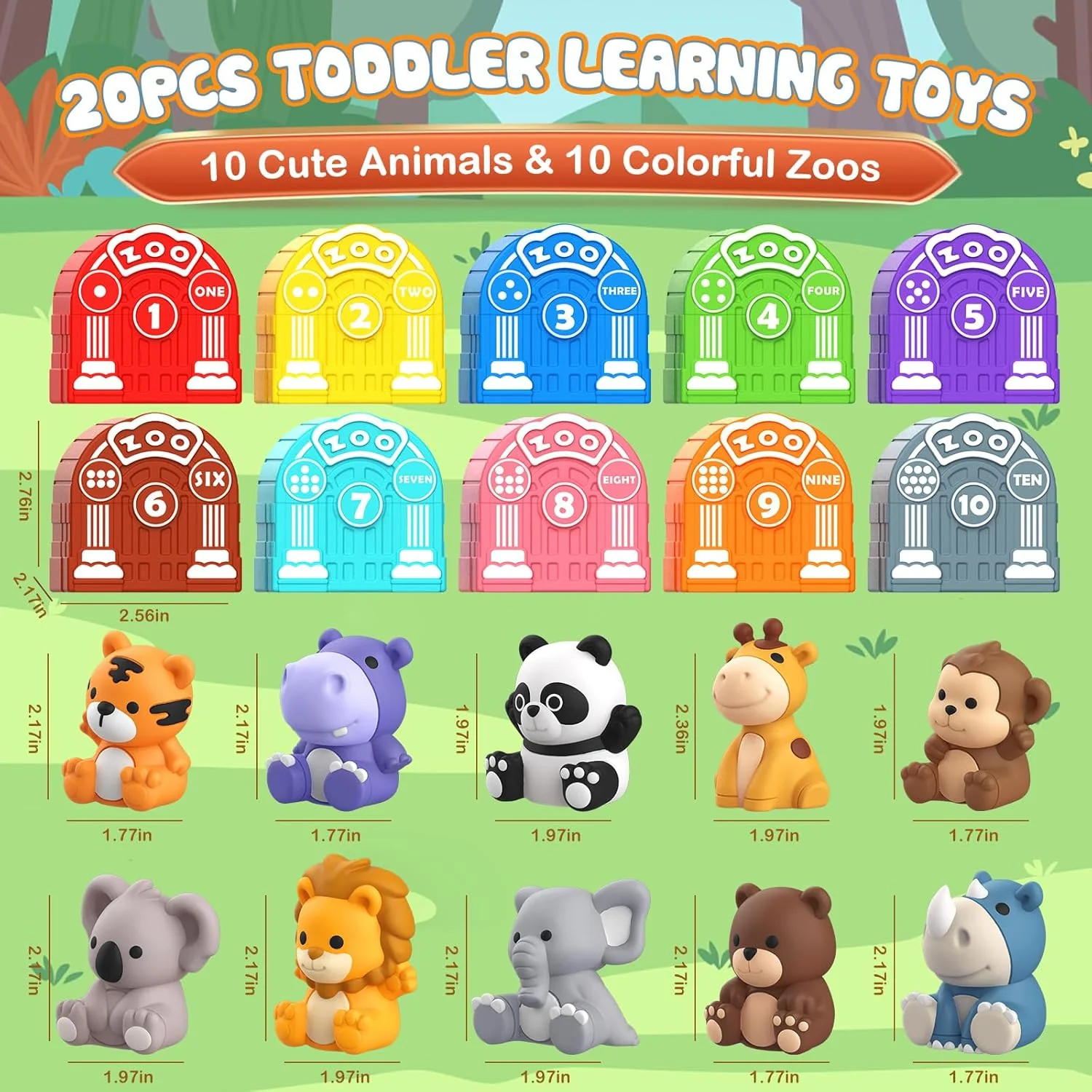 20-Piece Safari Animal Learning Toys Multicoloured Toddler Educational Set NEW - Image 3