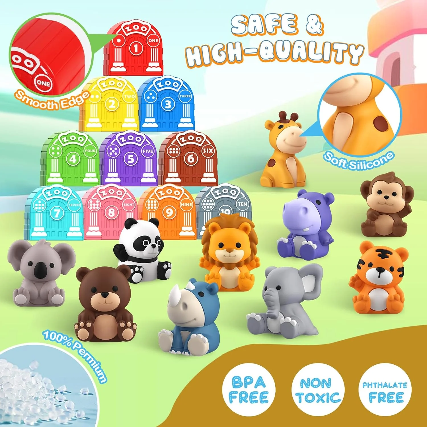 20-Piece Safari Animal Learning Toys Multicoloured Toddler Educational Set NEW - Image 4