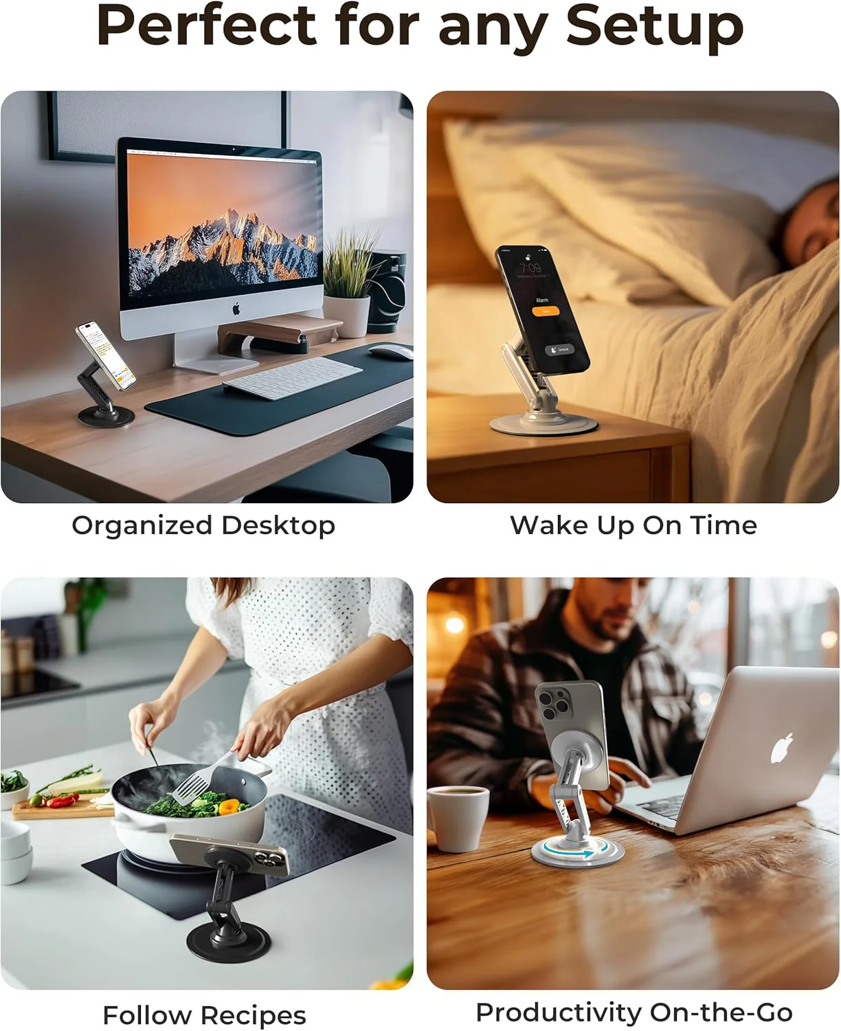 COOPER Adjustable Magnetic Phone Stand Desk Holder, Stealth Black, for Home NEW - Image 5
