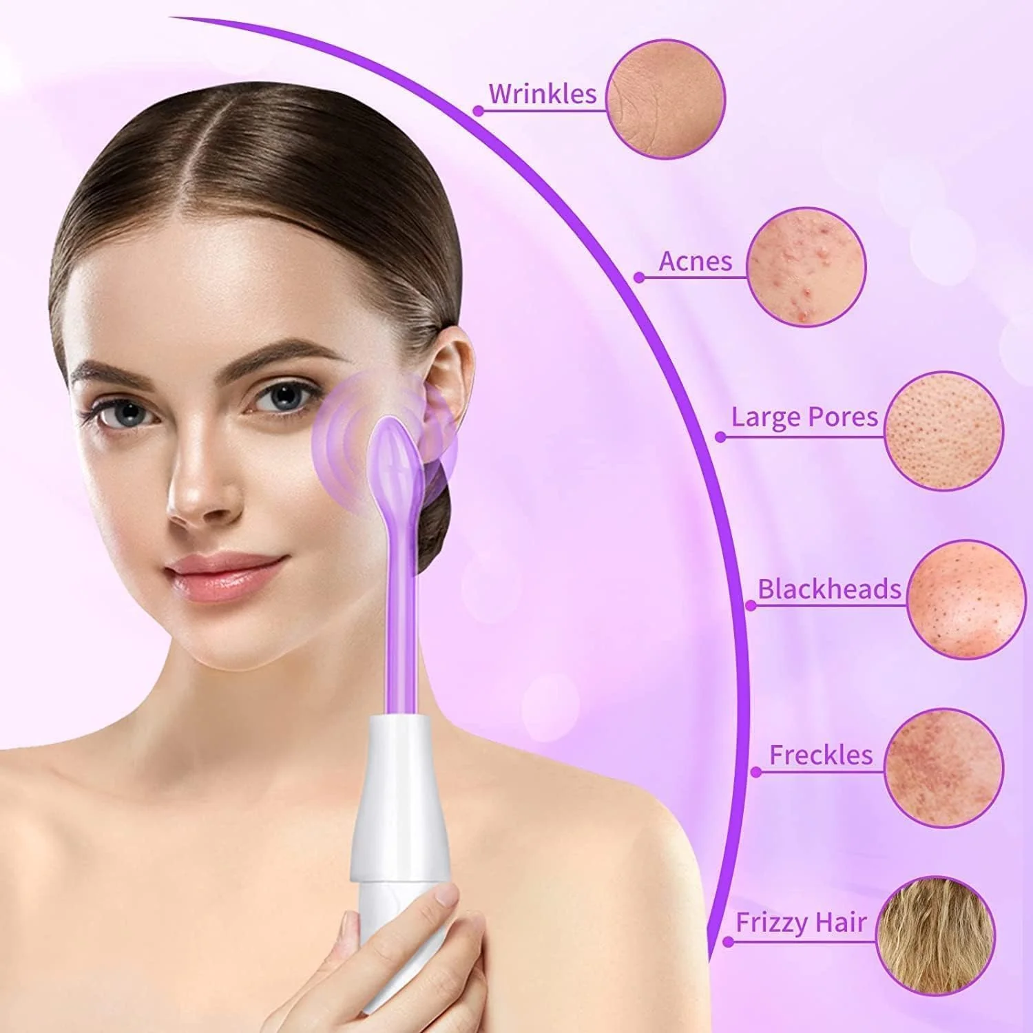 High Frequency Facial Wand 4-Piece Set Wrinkle & Anti-Aging Device White DEMO - Image 3
