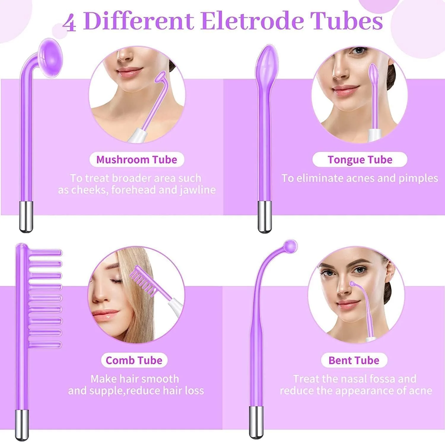 High Frequency Facial Wand 4-Piece Set Wrinkle & Anti-Aging Device White DEMO - Image 4
