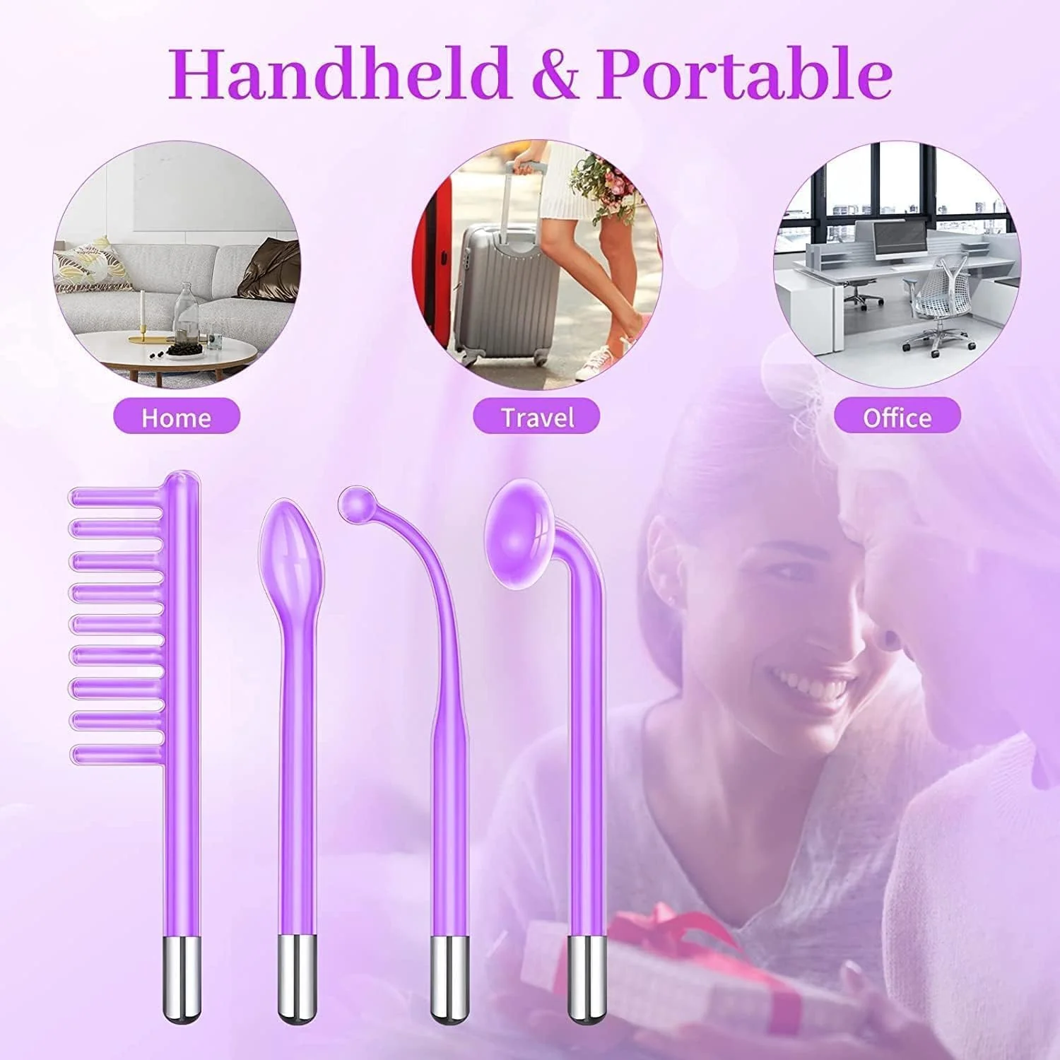 High Frequency Facial Wand 4-Piece Set Wrinkle & Anti-Aging Device White DEMO - Image 6