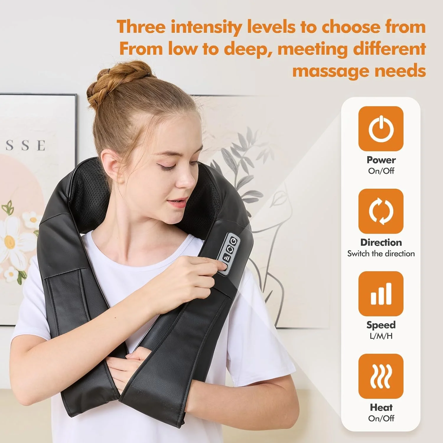 Black Neck Massagers and Back Massager with Deep Tissue Shiatsu Massage Heat NEW - Image 4