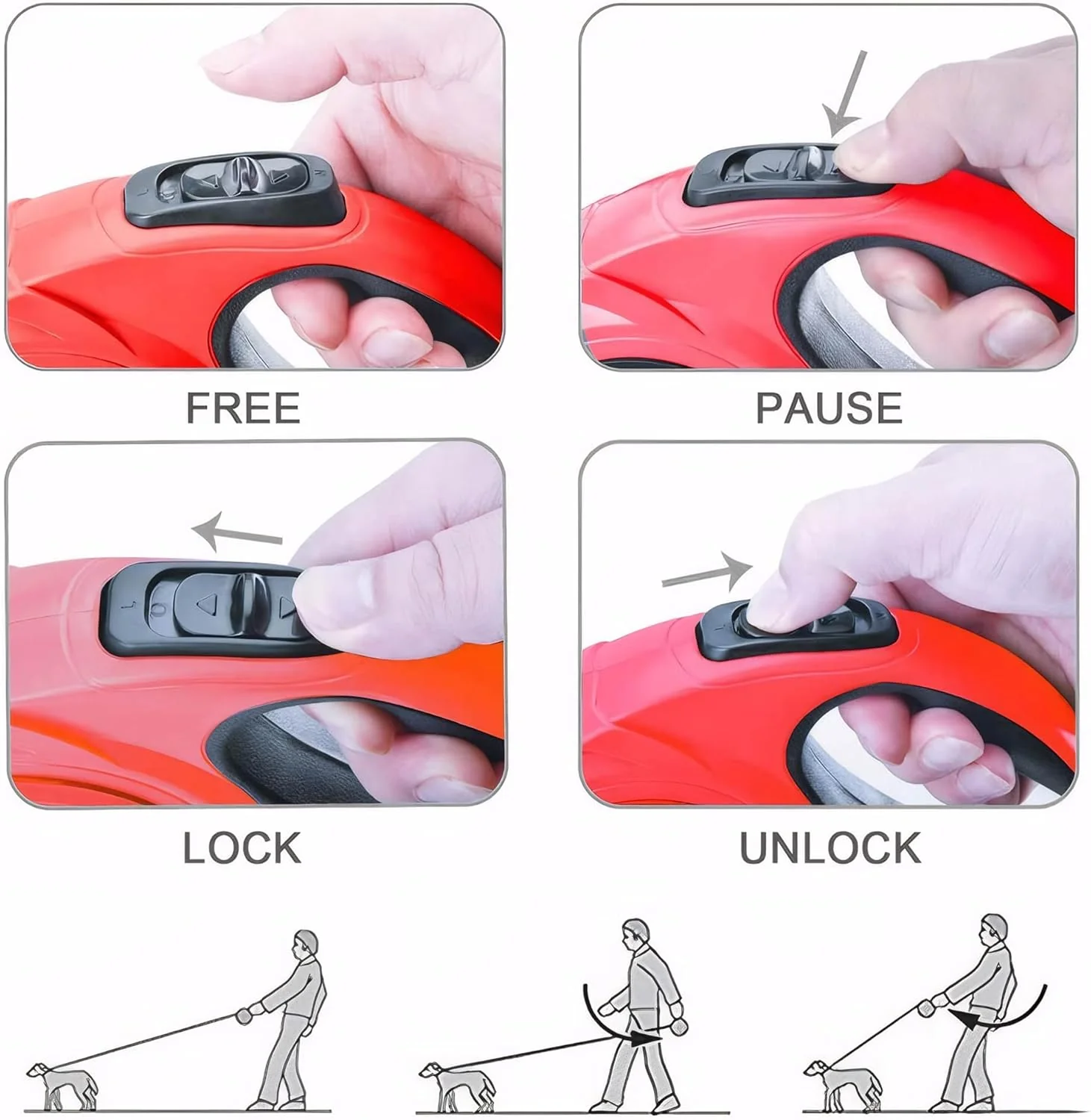 Retractable Dog Leash Lead Dispenser Reflective Nylon Rope Black Large 5m NEW - Image 3