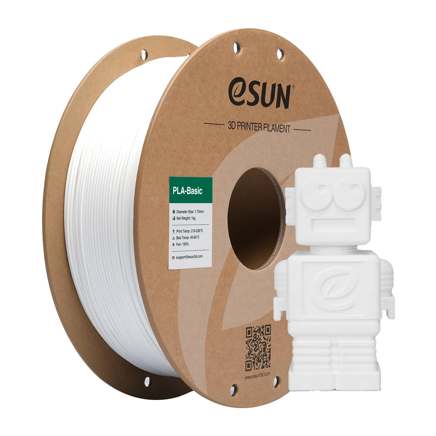 eSUN Cold White PLA 3D Printer Filament, 1.75mm, 2 Spools x 1kg Each NEW