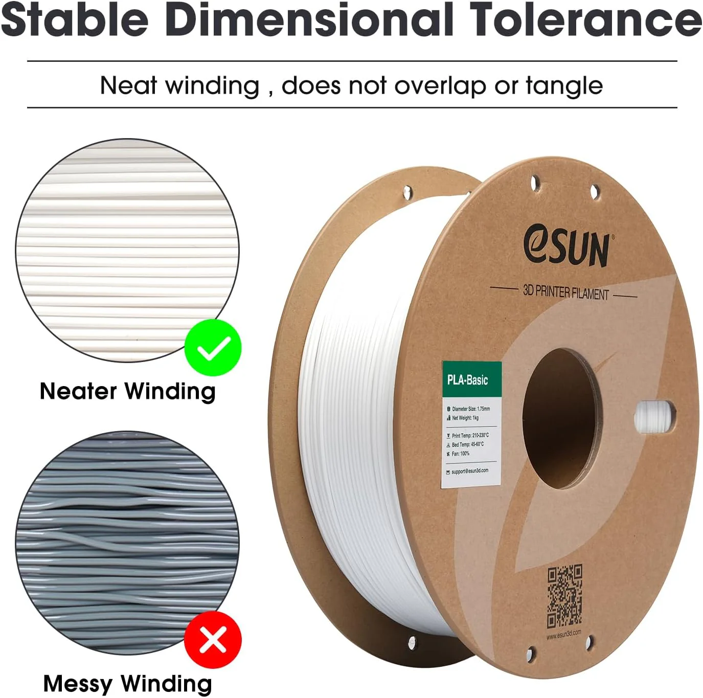 eSUN Cold White PLA 3D Printer Filament, 1.75mm, 2 Spools x 1kg Each NEW - Image 2