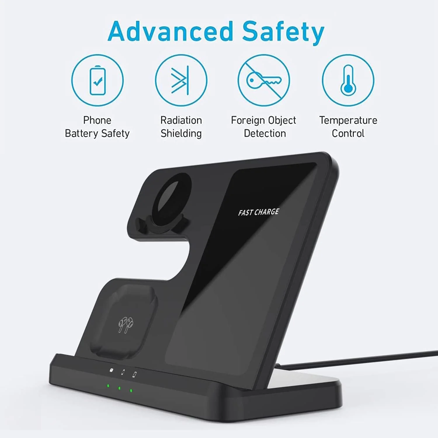 3-in-1 Wireless Charging Station for Samsung Galaxy Phones in Black NEW - Image 3