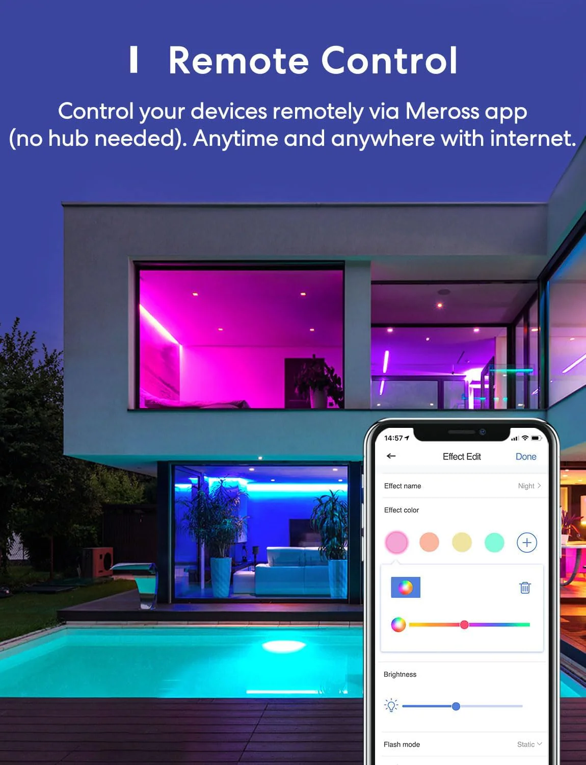 meross 32.8ft LED Strips WiFi Smart RGB LED Strip Lights, HomeKit Enabled, DEMO - Image 3