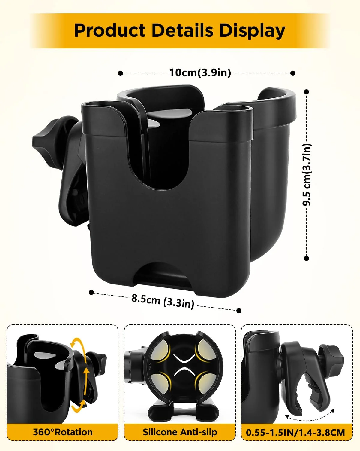 BUNDLEPRO 2-in-1 Cup Holders Stroller Cup Holder with Mobile Phone Case NEW - Image 2
