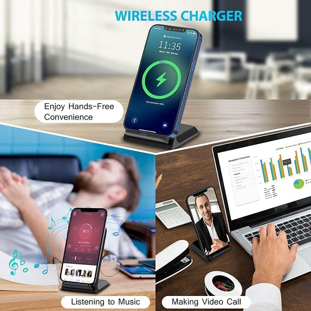 20W Fast Wireless Charging Stand for iPhone 14 Qi Dock in Black NEW - Image 2