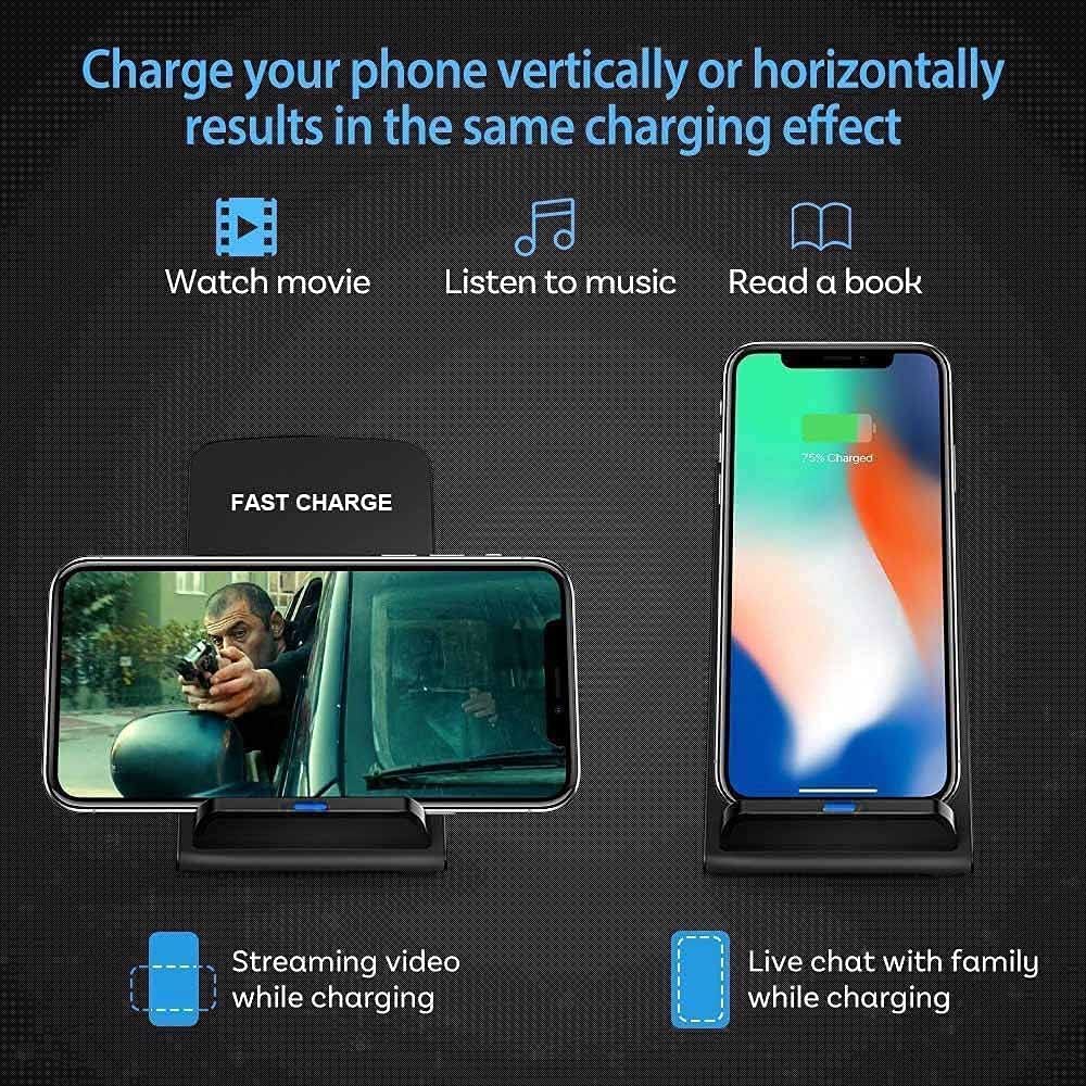 20W Fast Wireless Charging Stand for iPhone 14 Qi Dock in Black NEW - Image 3