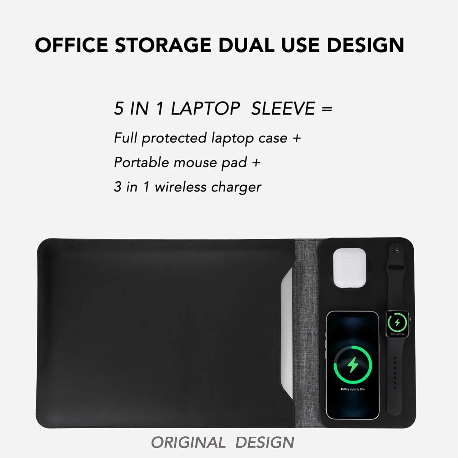 5-in-1 Laptop Sleeve with Wireless Charging for 12-14" Tablets/Laptops NEW - Image 7
