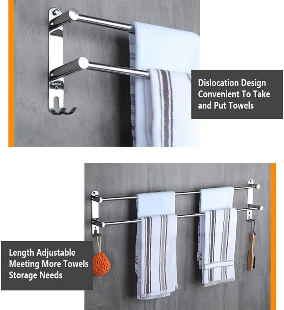 Retractable Stainless Steel Towel Bar Adjustable 49-90cm Chrome Finish Size NEW - Image 3