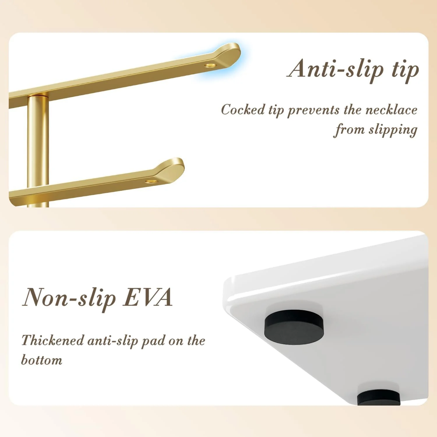 Jewelry Stand Holder Organizer Sturdy Hanger Adjustable 12.5"-17.5" Gold DEMO - Image 5