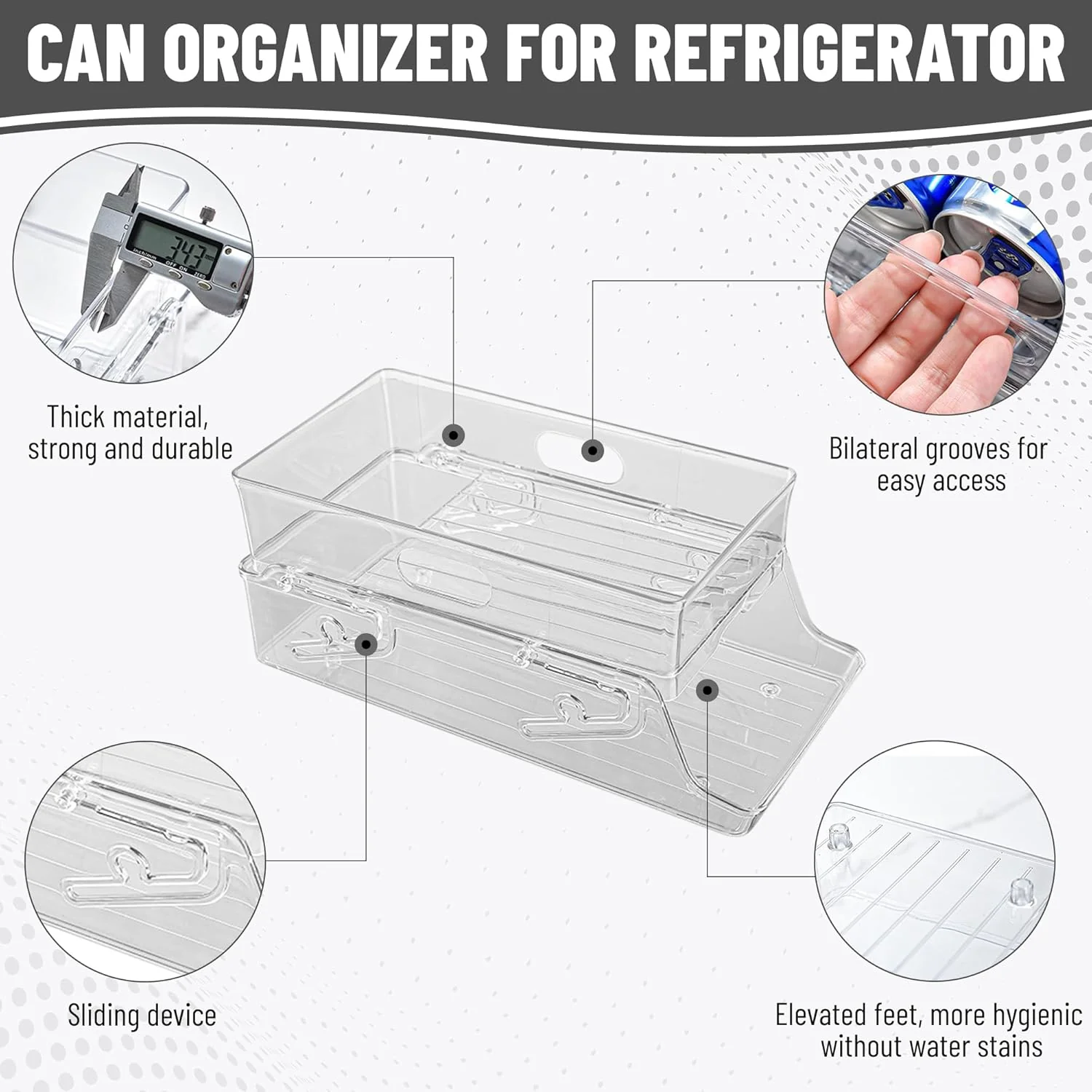 2-Tier Fridge Organizer Clear Plastic Kitchen Storage Accessories Size NEW - Image 5