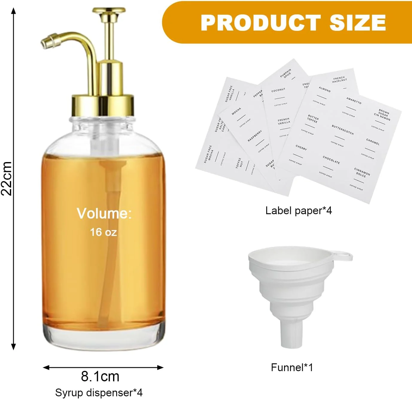 Transparent Glass Food Dispensers Set of 4 Syrup Containers 500ml NEW - Image 3