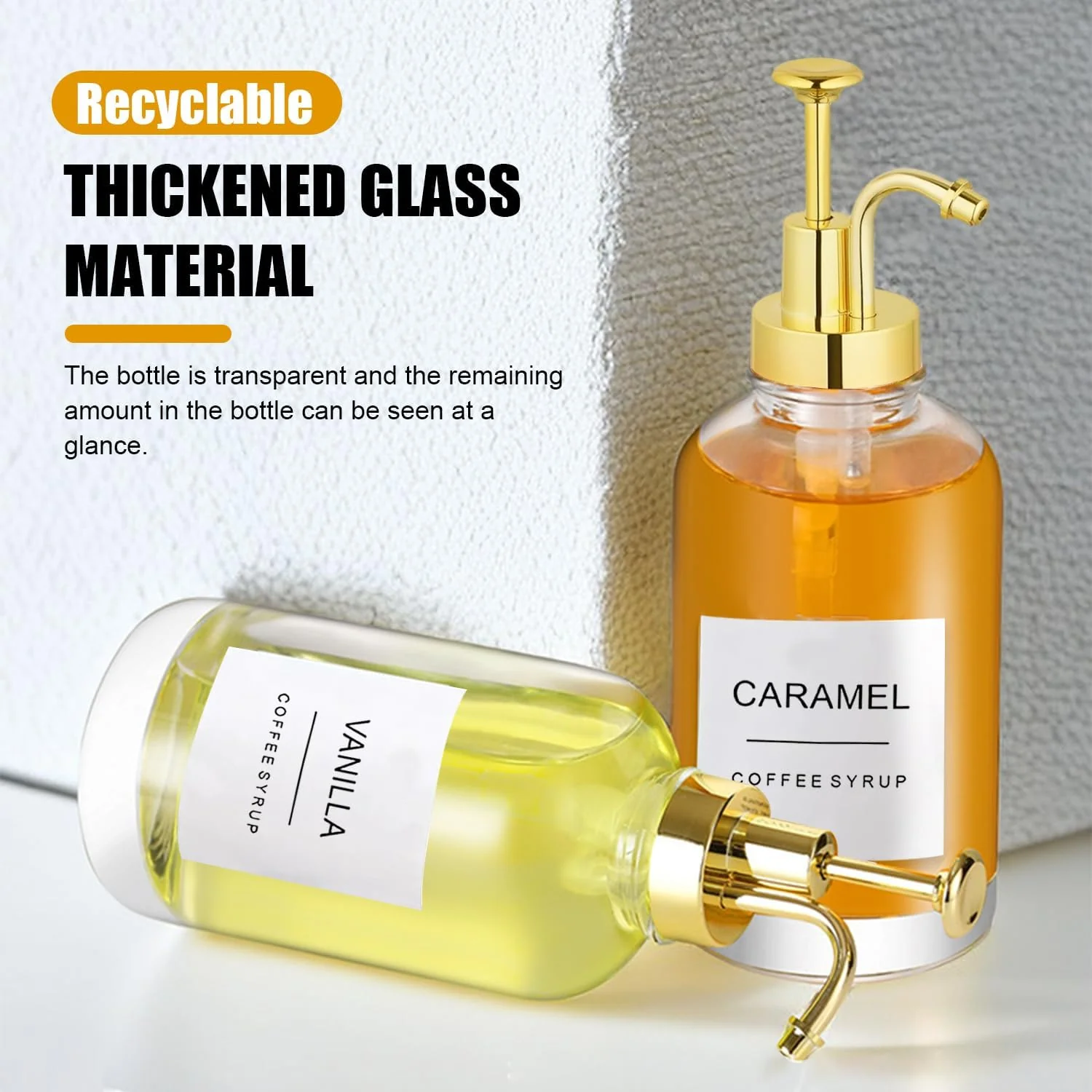 Transparent Glass Food Dispensers Set of 4 Syrup Containers 500ml NEW - Image 5