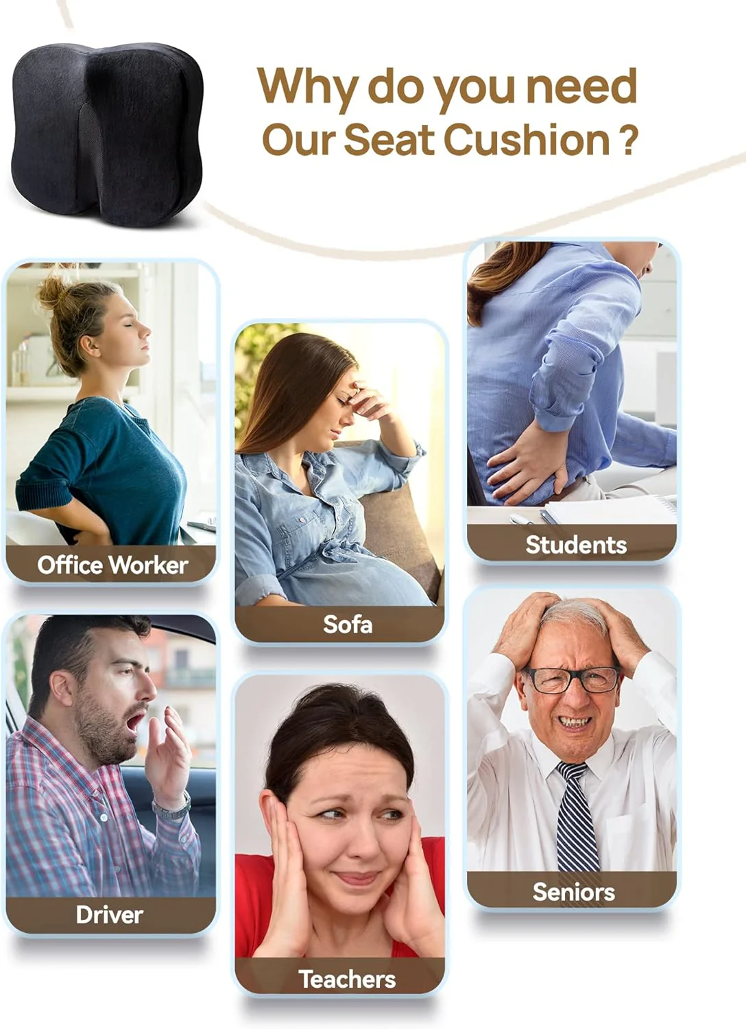 Travel Ease Memory Foam Seat Cushion Butterfly-Shape Back Support 44 x 38 DEMO - Image 6
