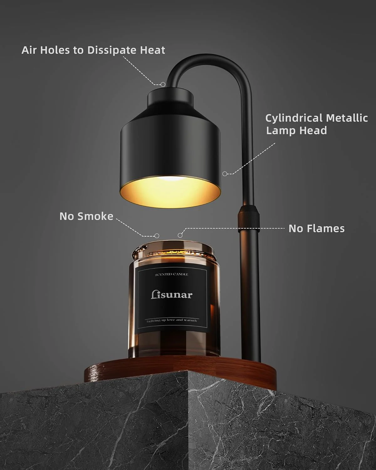LISUNAR Electric Candle Warmer Lamp with Timer, Wax Melter, Black, Home NEW - Image 2